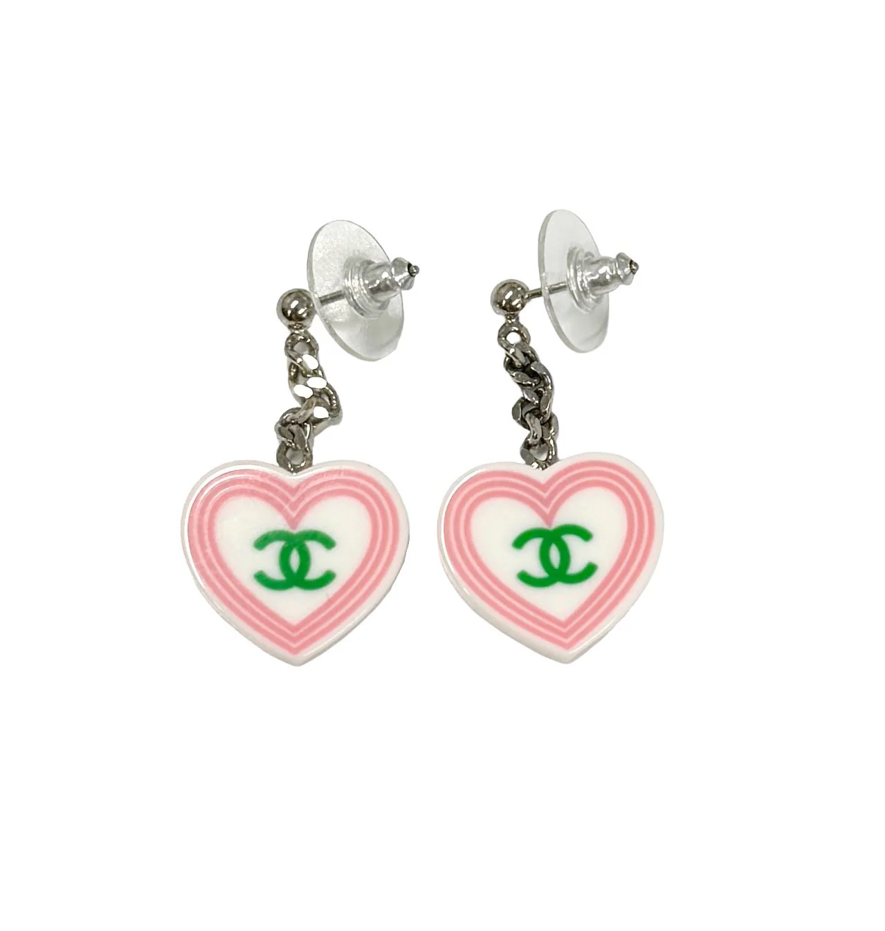 Chanel Pink Heart Earrings - Image 2