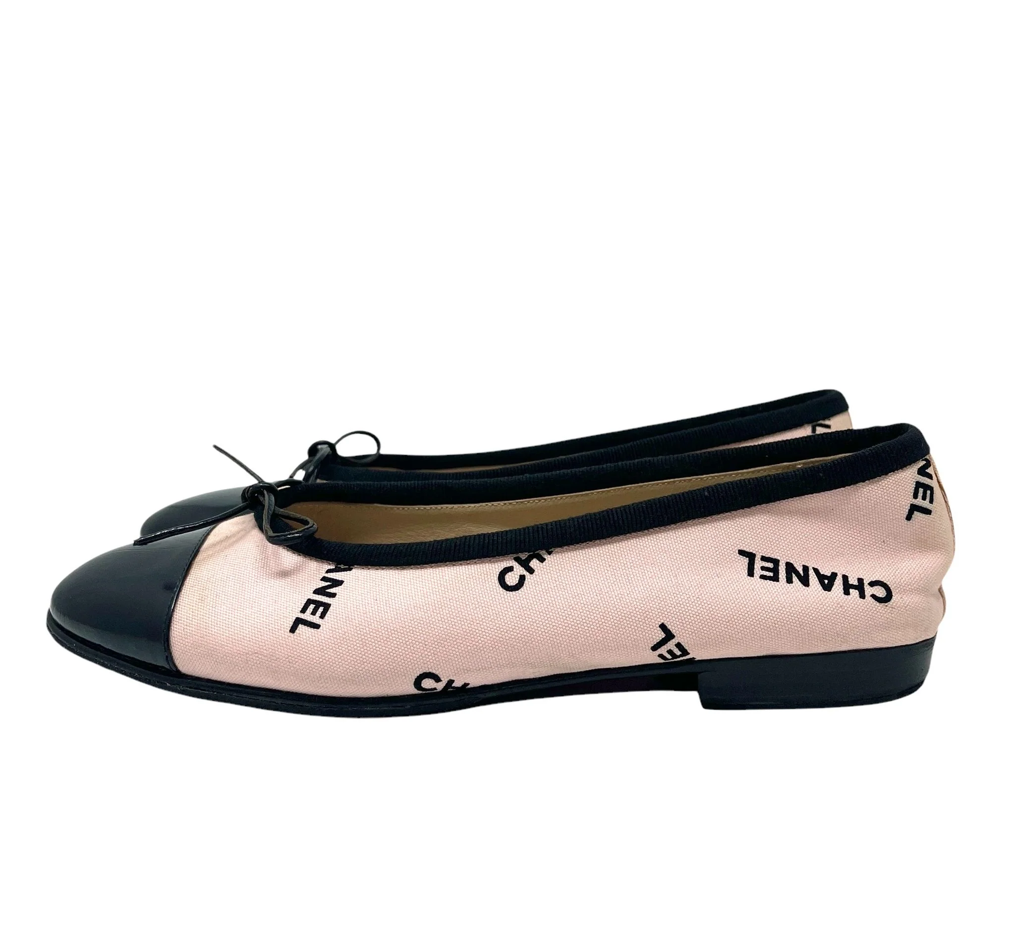 Chanel Pink Logo Ballet Flats