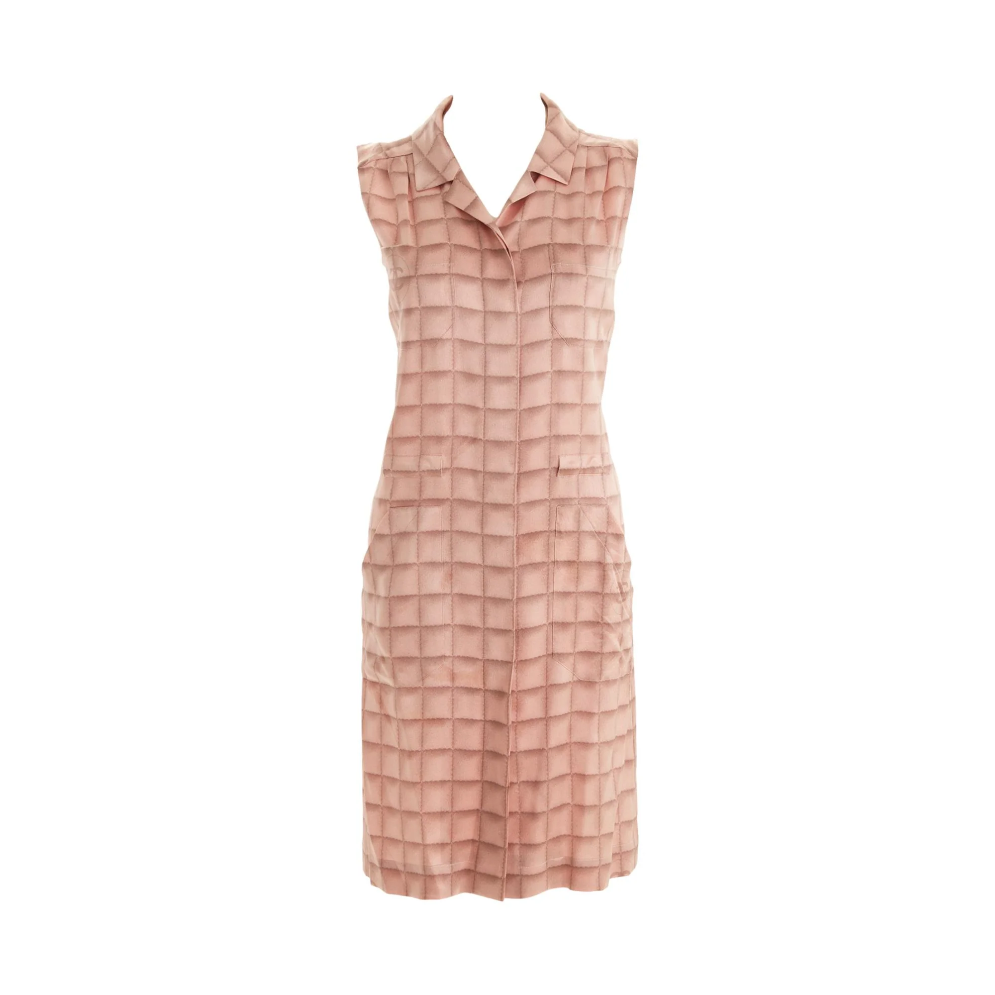 Chanel Pink Logo Button Down Dress