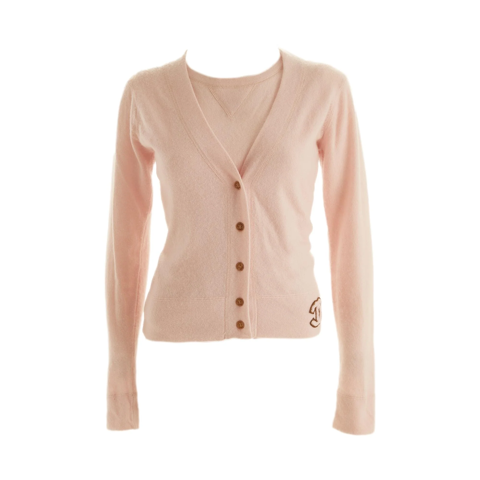 Chanel Pink Logo Cashmere Logo Sweater Set