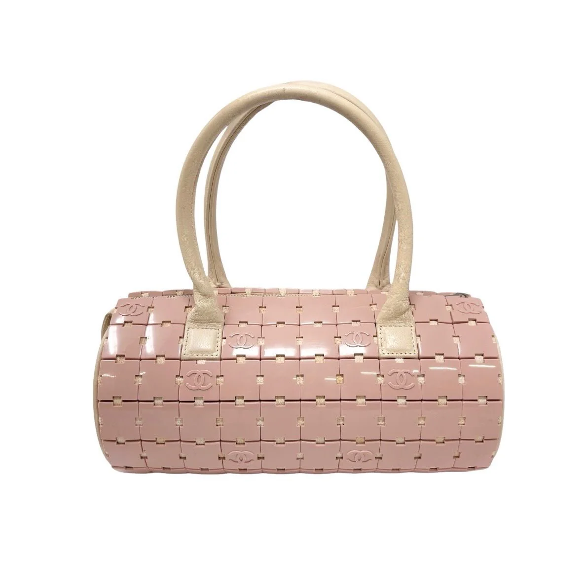 Chanel Pink Logo Cylinder Puzzle Bag