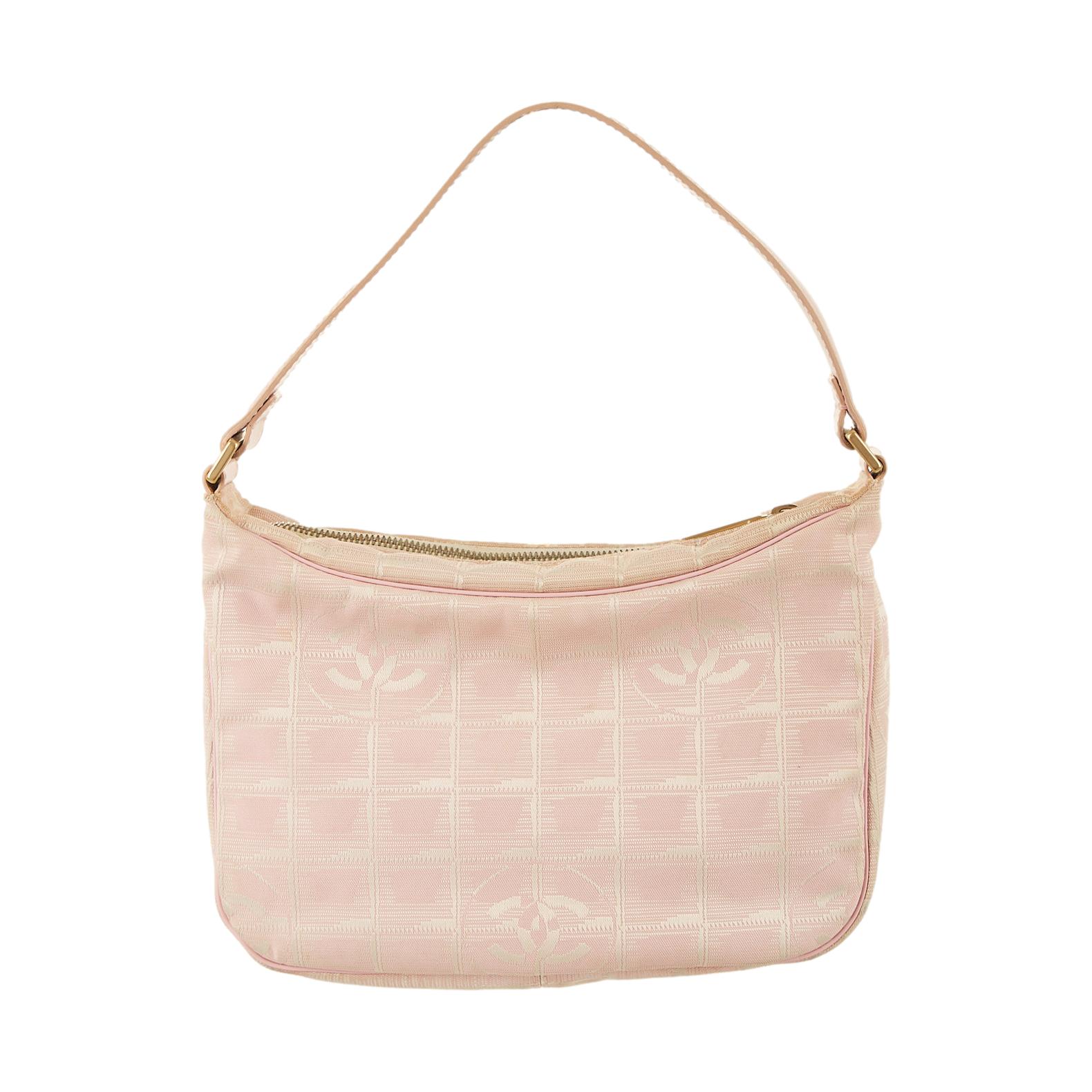 Chanel Pink Logo Mini Nylon Shoulder Bag