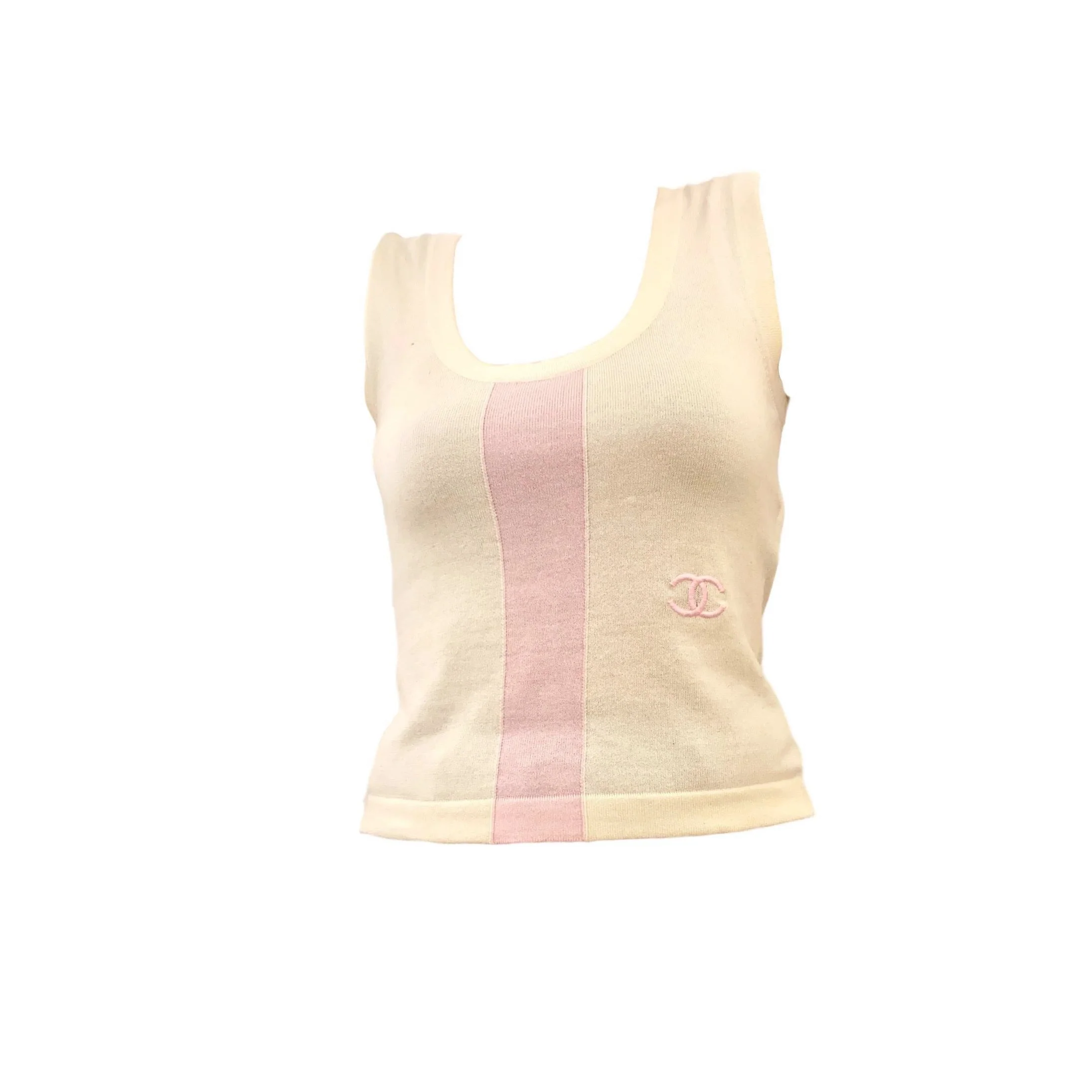 Chanel Pink Logo Stripe Cardigan Set - Image 3