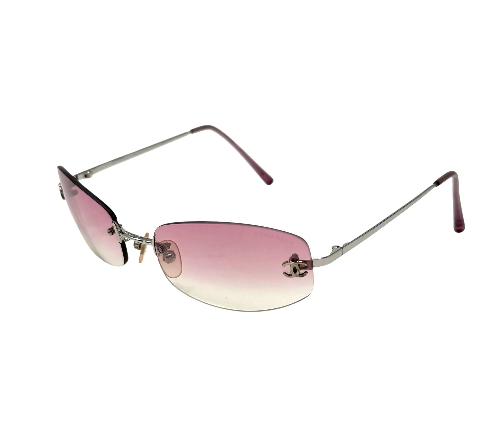 Chanel Pink Mini Rimless Sunglasses - Image 2