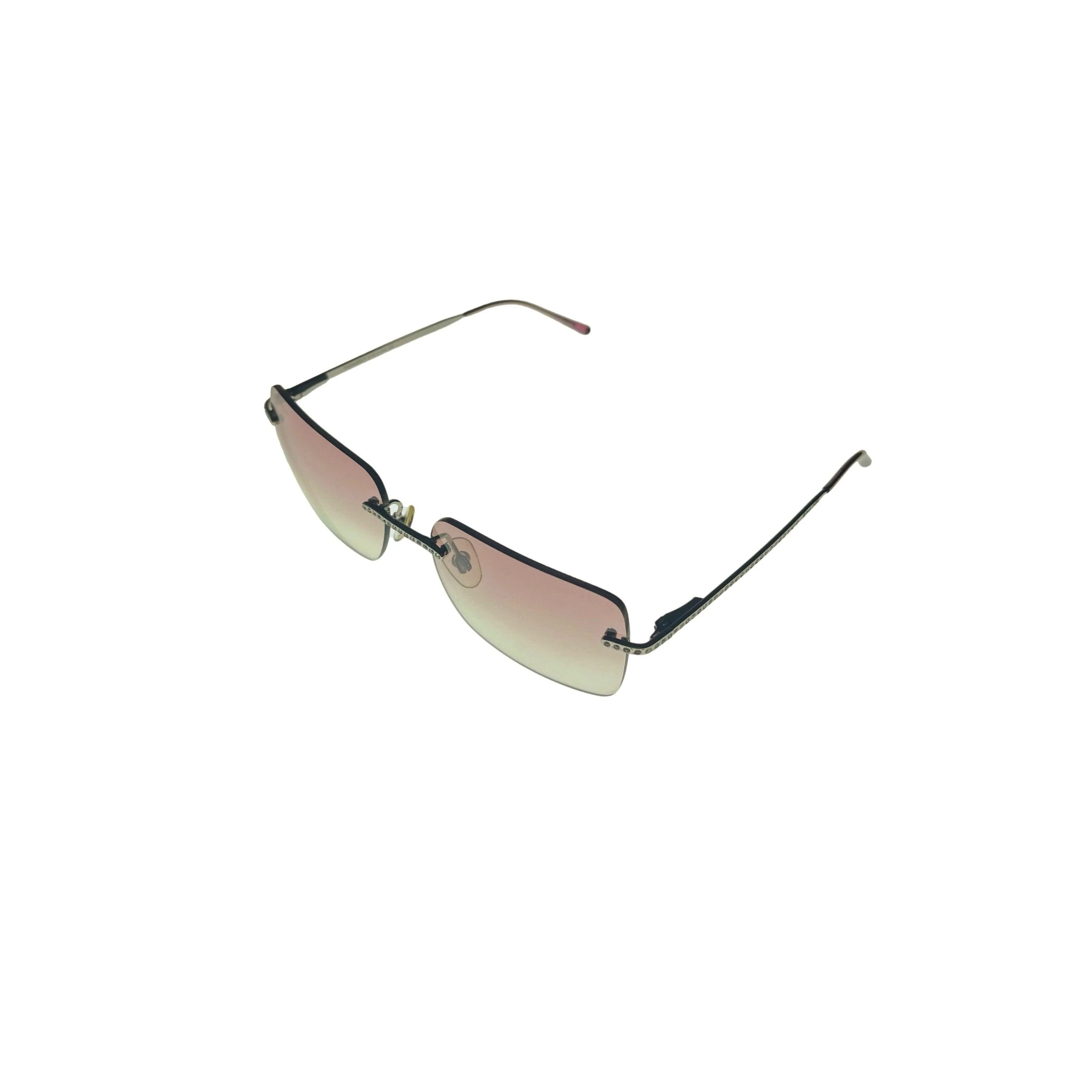 Chanel Pink Ombre Rhinestone Rimless Sunglasses - Image 2