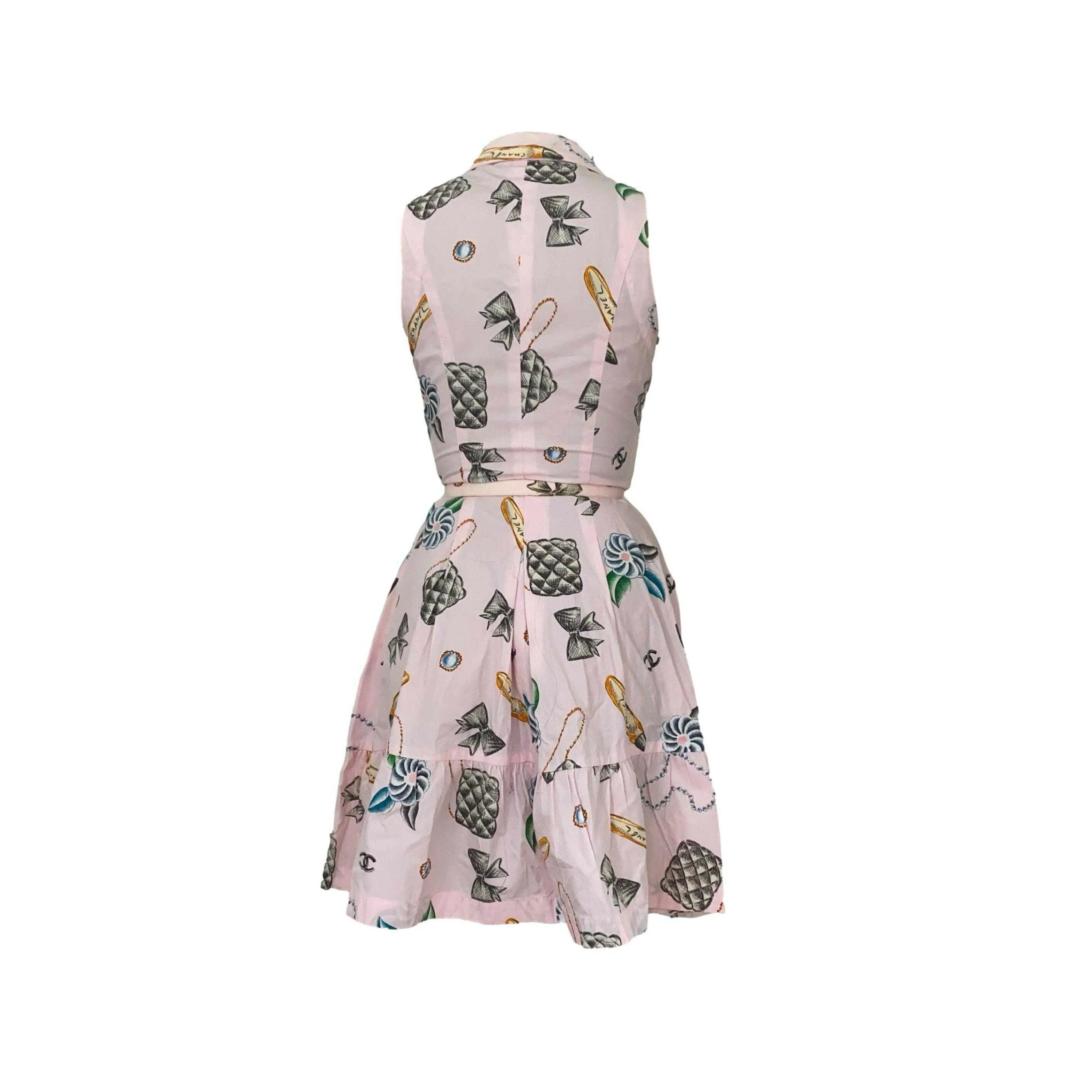 Chanel Pink Print Belted Dress - Image 2