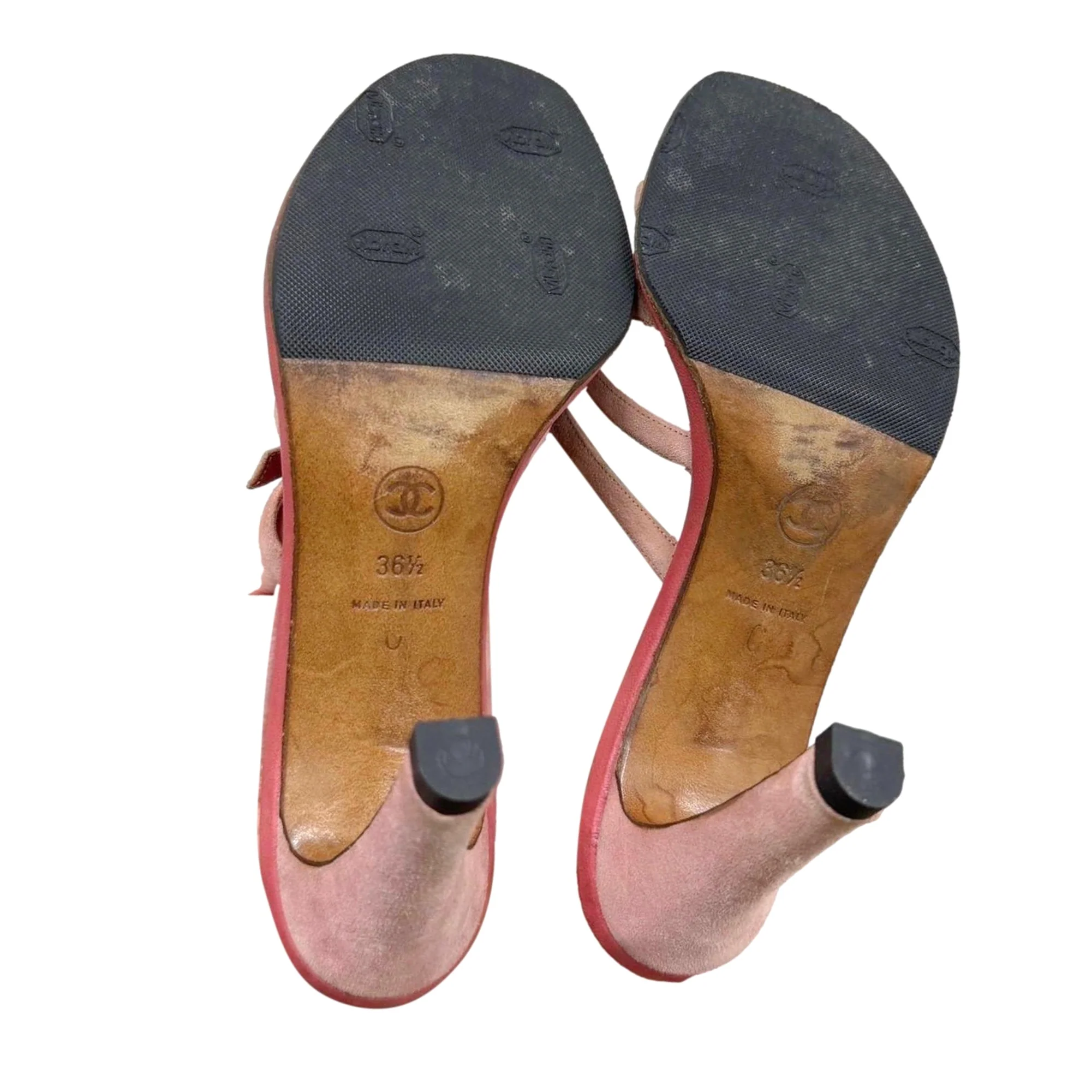 Chanel Pink Rhinestone Logo Heels - Image 3