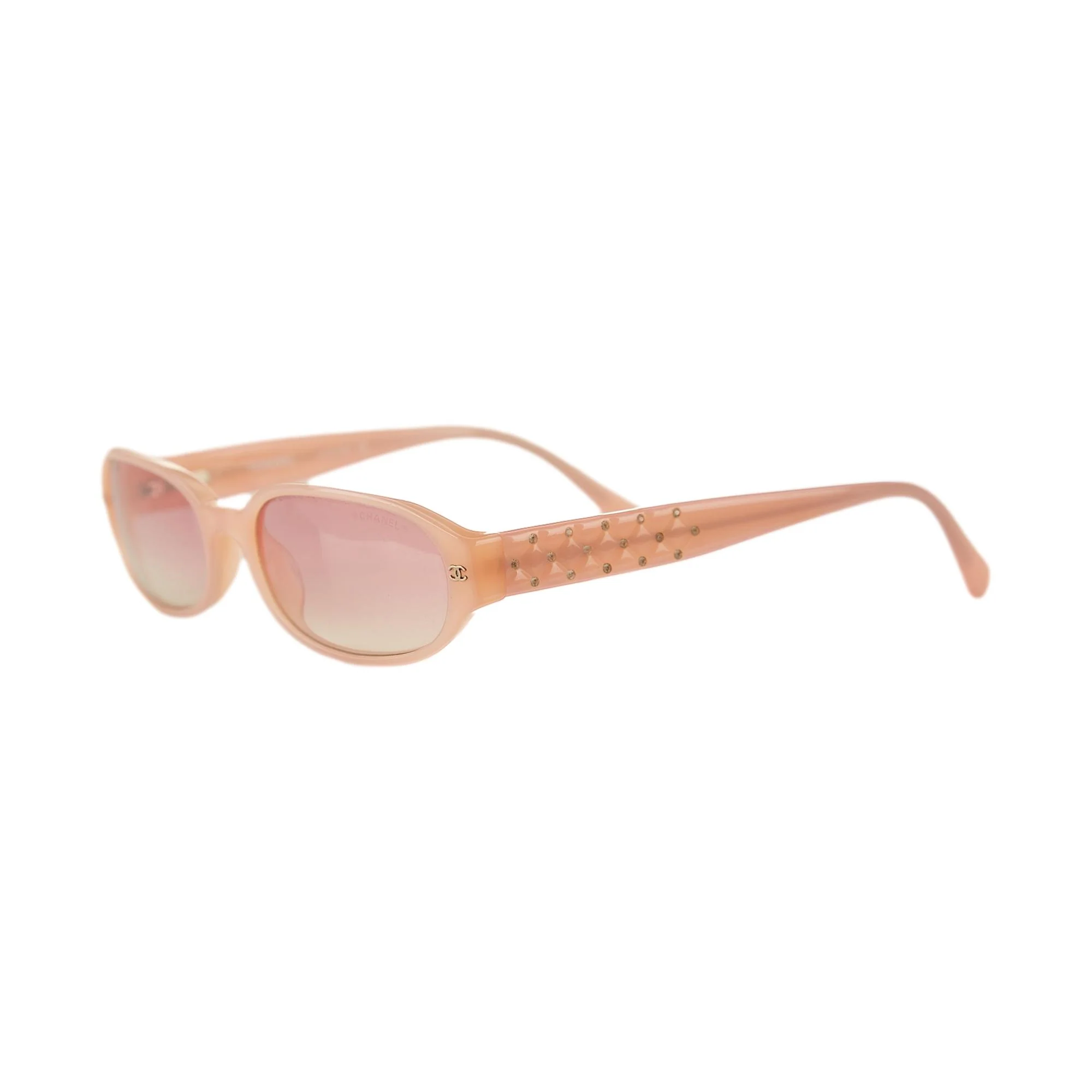 Chanel Pink Rhinestone Logo Mini Sunglasses