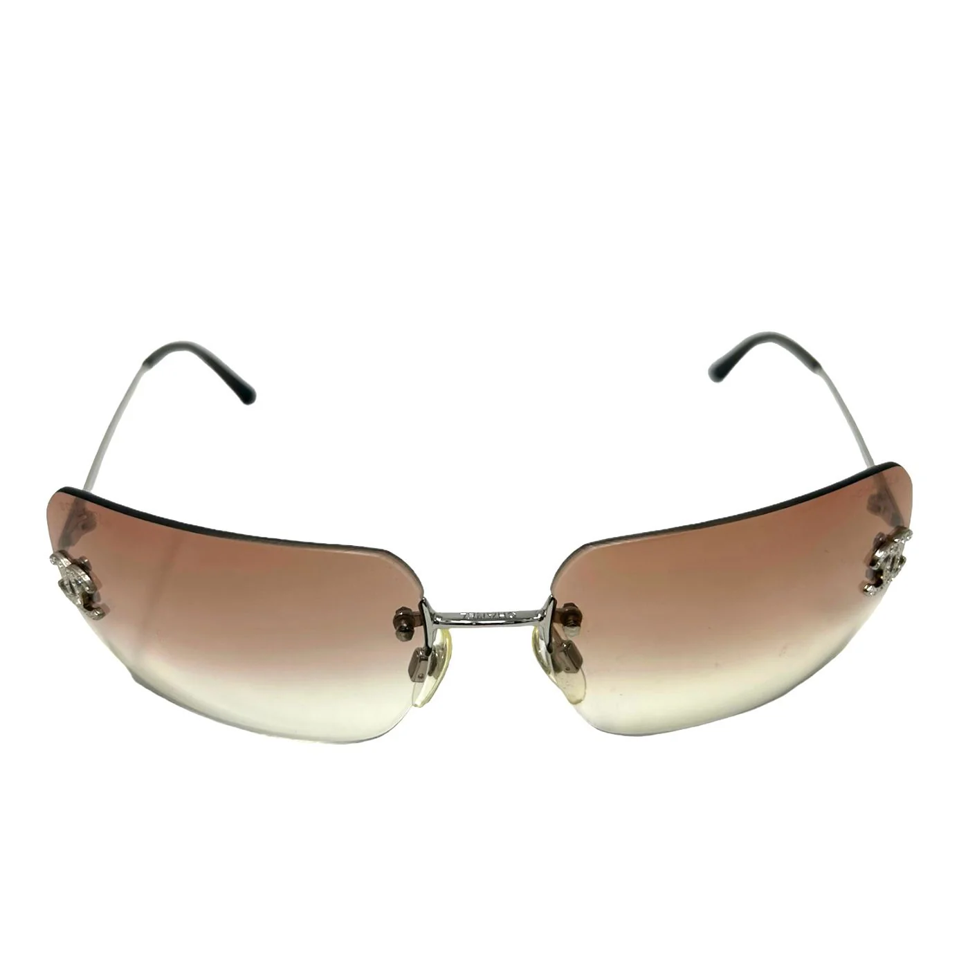 Chanel Pink Rhinestone Logo Sunglasses - Image 2