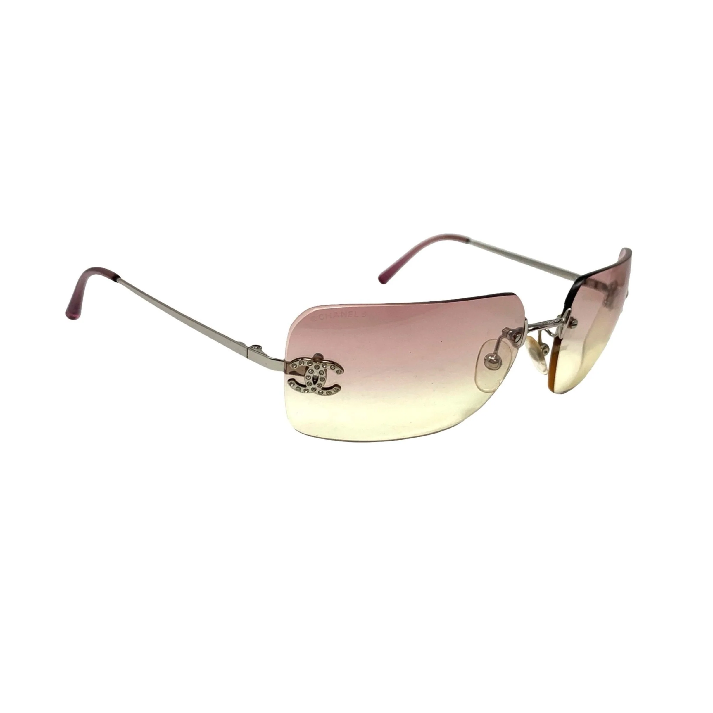 Chanel Pink Rhinestone Logo Sunglasses - Image 2