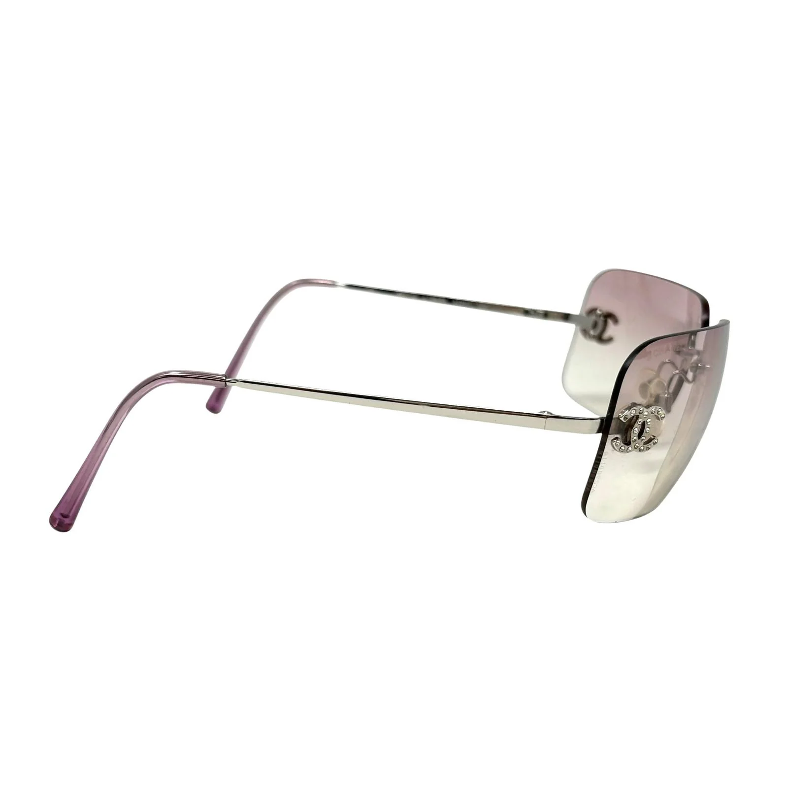 Chanel Pink Rhinestone Logo Sunglasses - Image 3