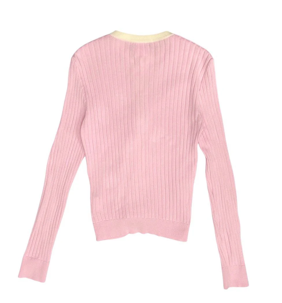 Chanel Pink Ribbed 2-Piece Sweater Set - Image 3