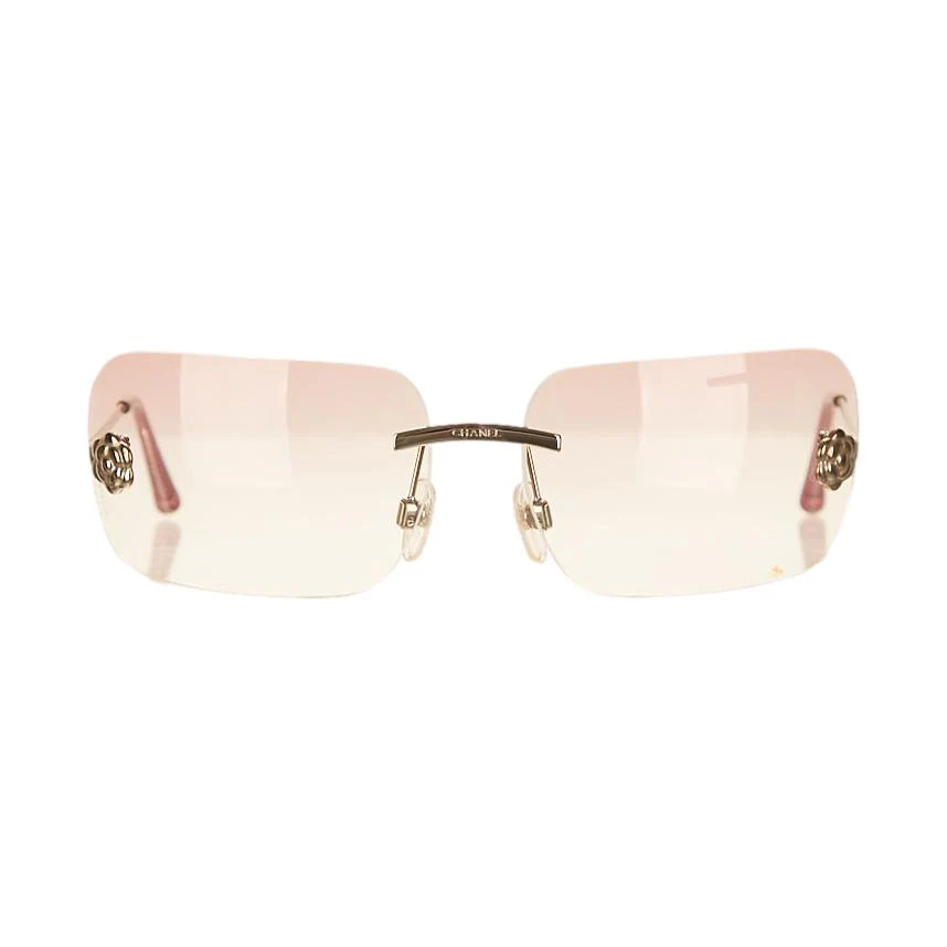 Chanel Pink Rimless Flower Sunglasses - Image 2