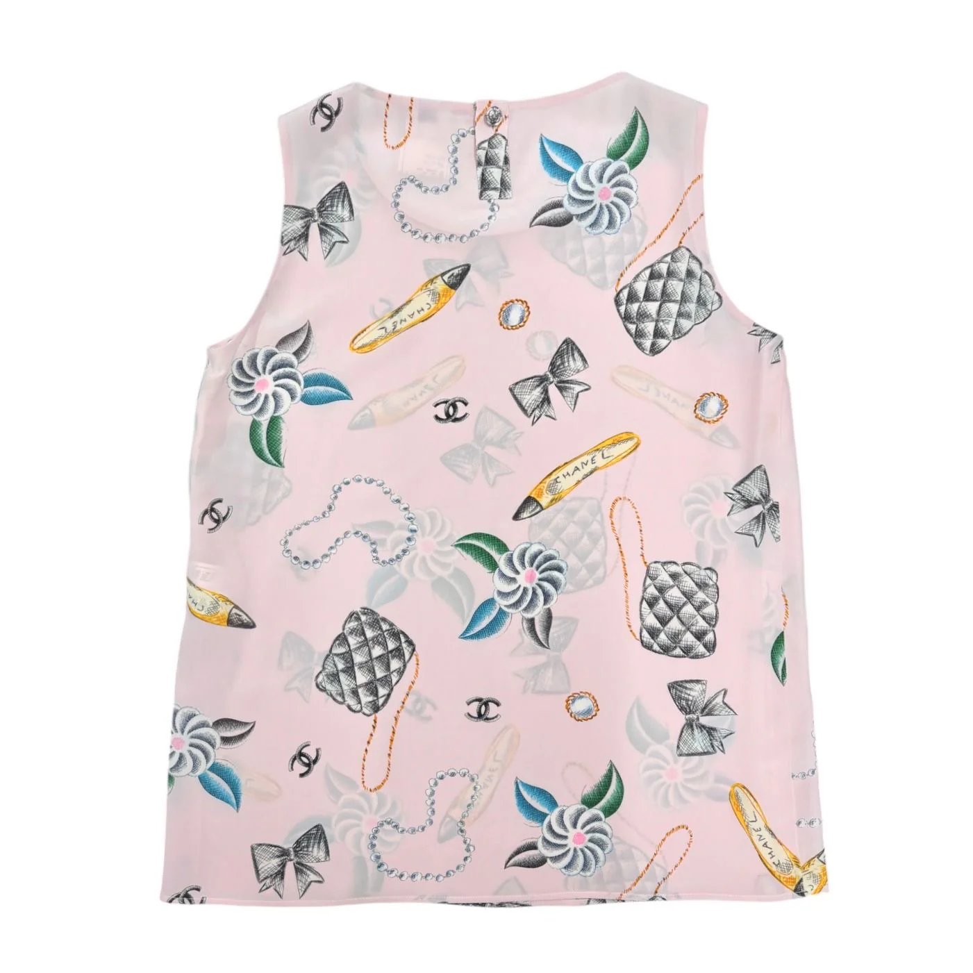 Chanel Pink Silk Icon Tank Top - Image 2