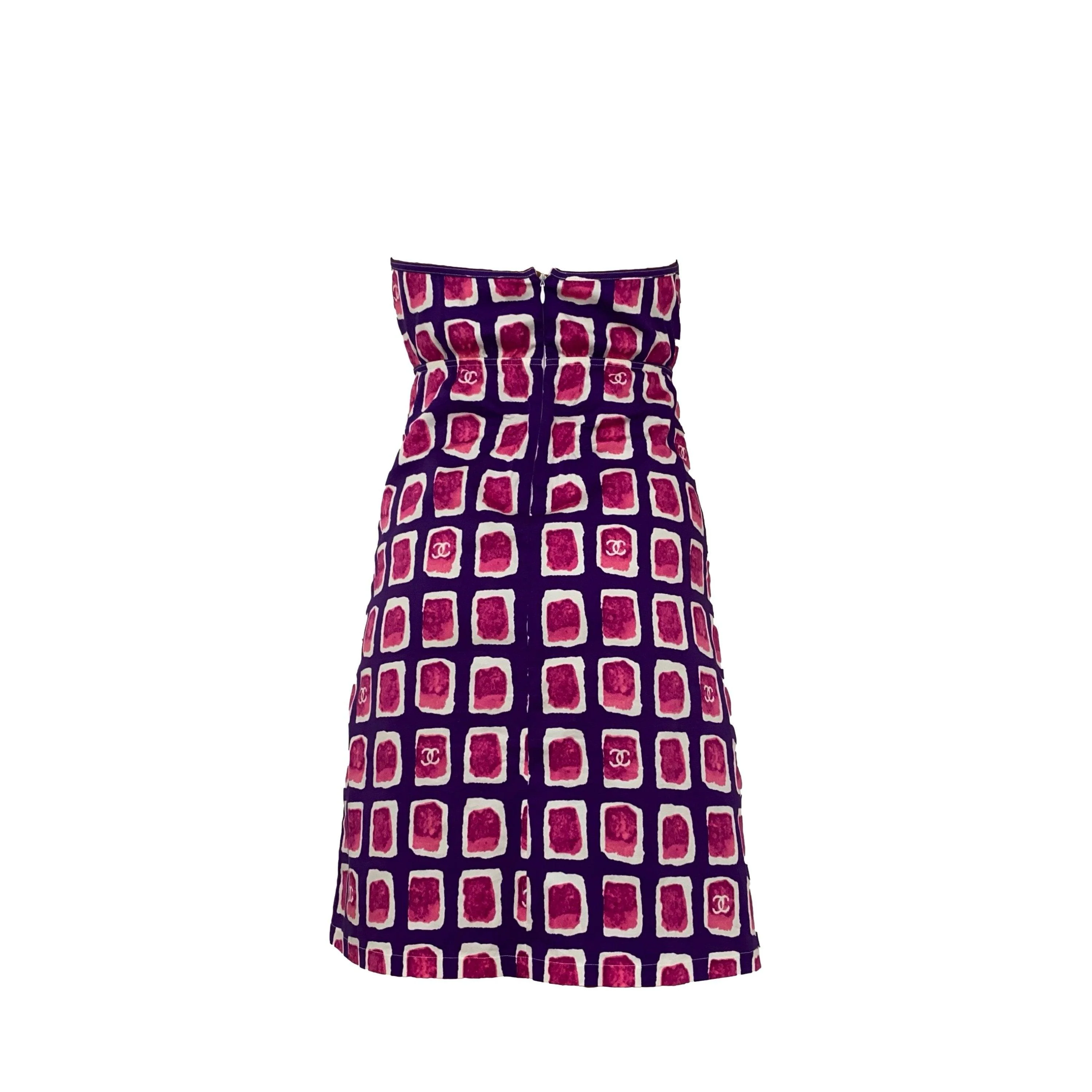 Chanel Pink Square Logo Halter Dress - Image 2