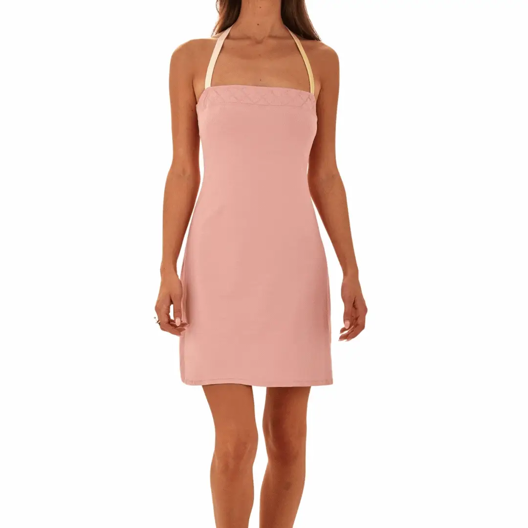 Chanel Pink Stretch Logo Strap Dress - Image 3