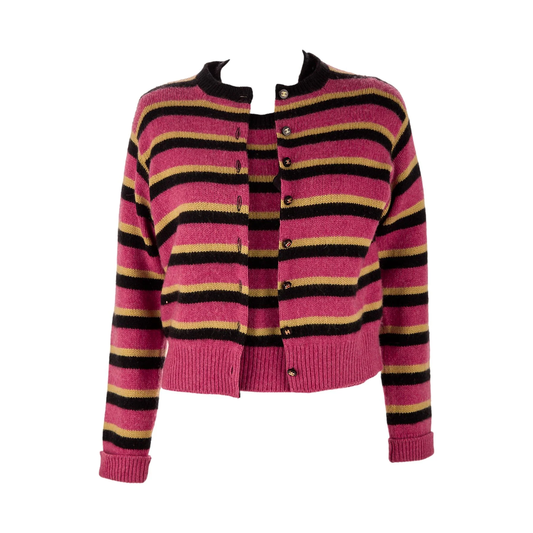 Chanel Pink Striped Sweater Set