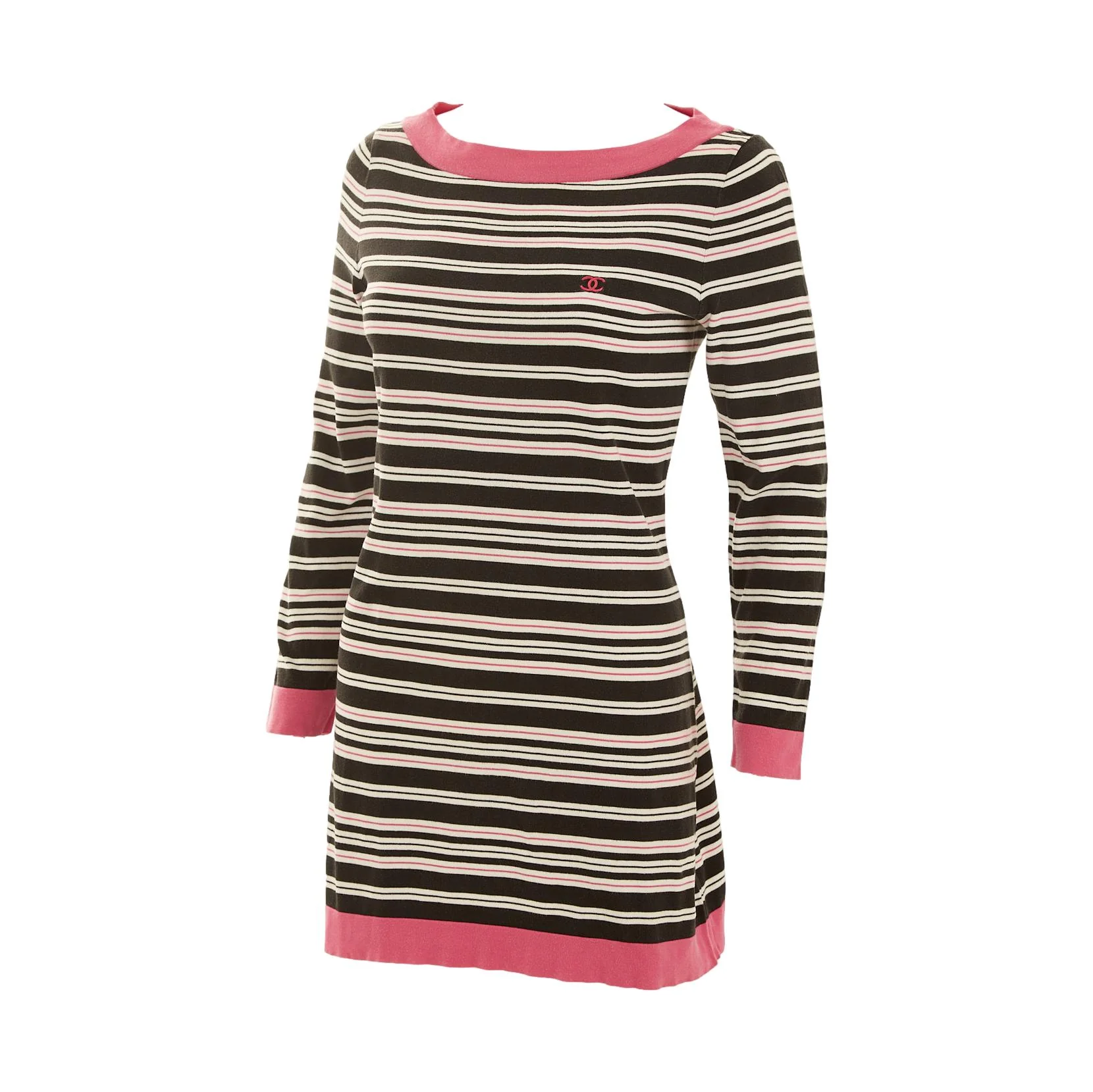 Chanel Pink Striped Logo Dress - Image 2