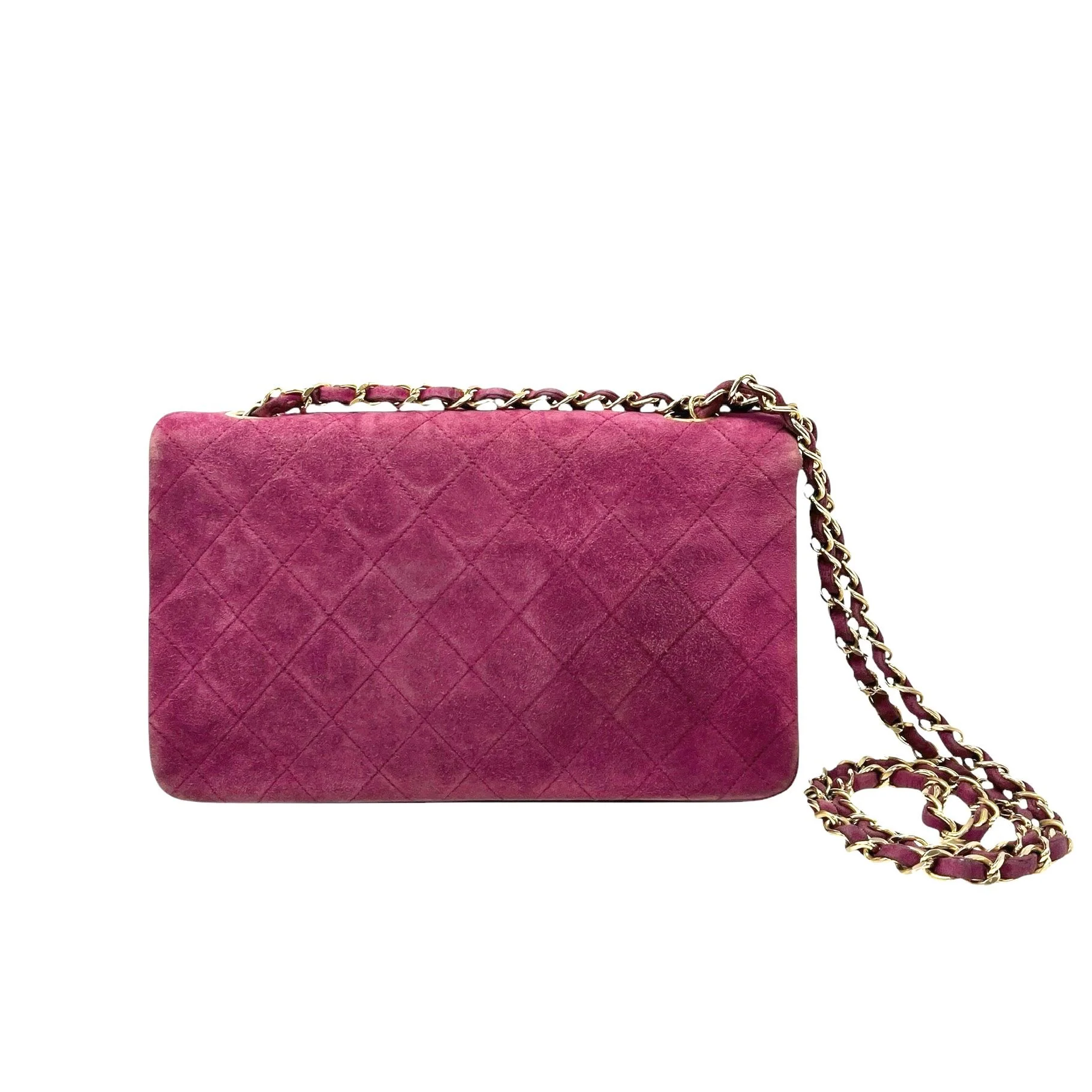 Chanel Pink Suede Quilted Flap Bag - Image 2