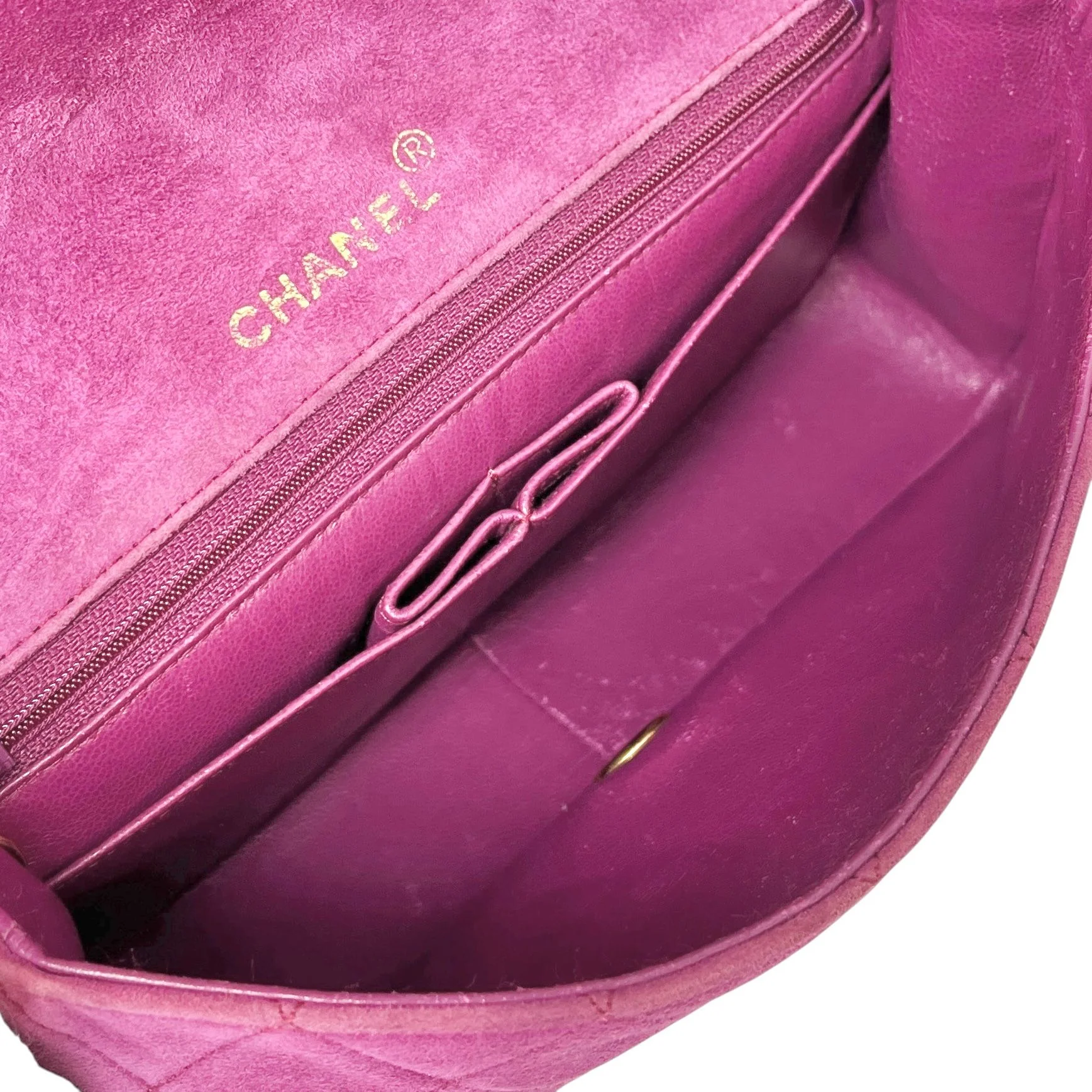 Chanel Pink Suede Quilted Flap Bag - Image 3