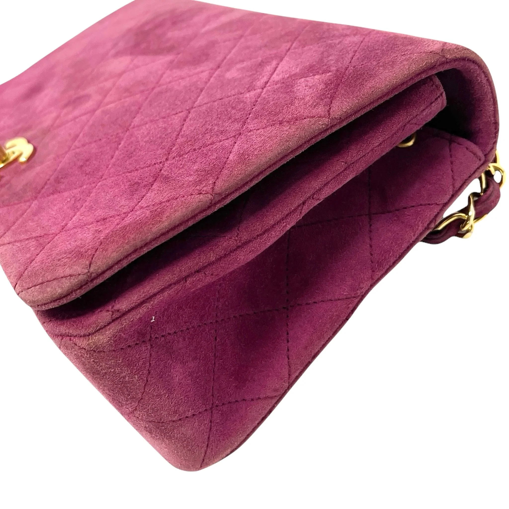 Chanel Pink Suede Quilted Flap Bag - Image 4