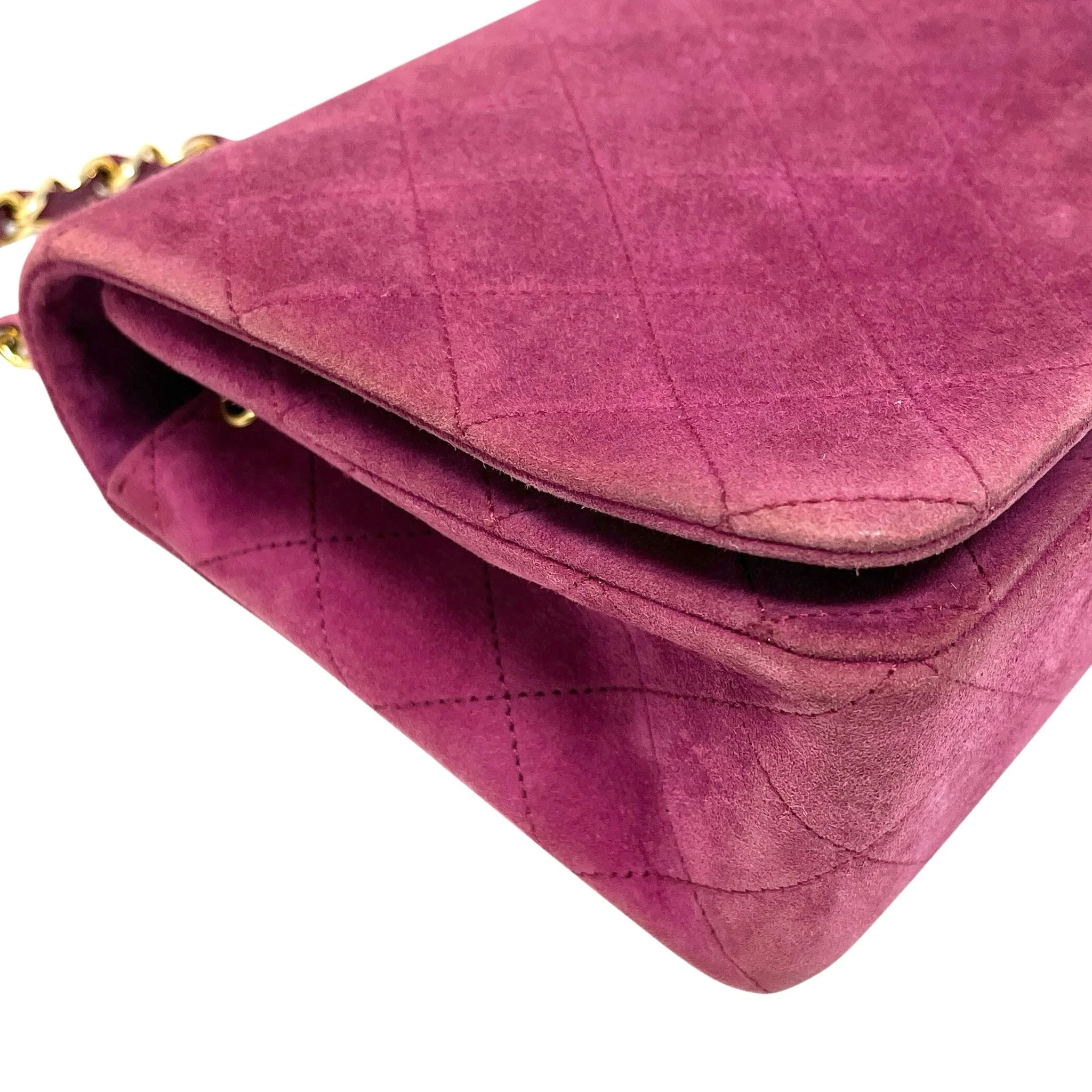 Chanel Pink Suede Quilted Flap Bag - Image 5