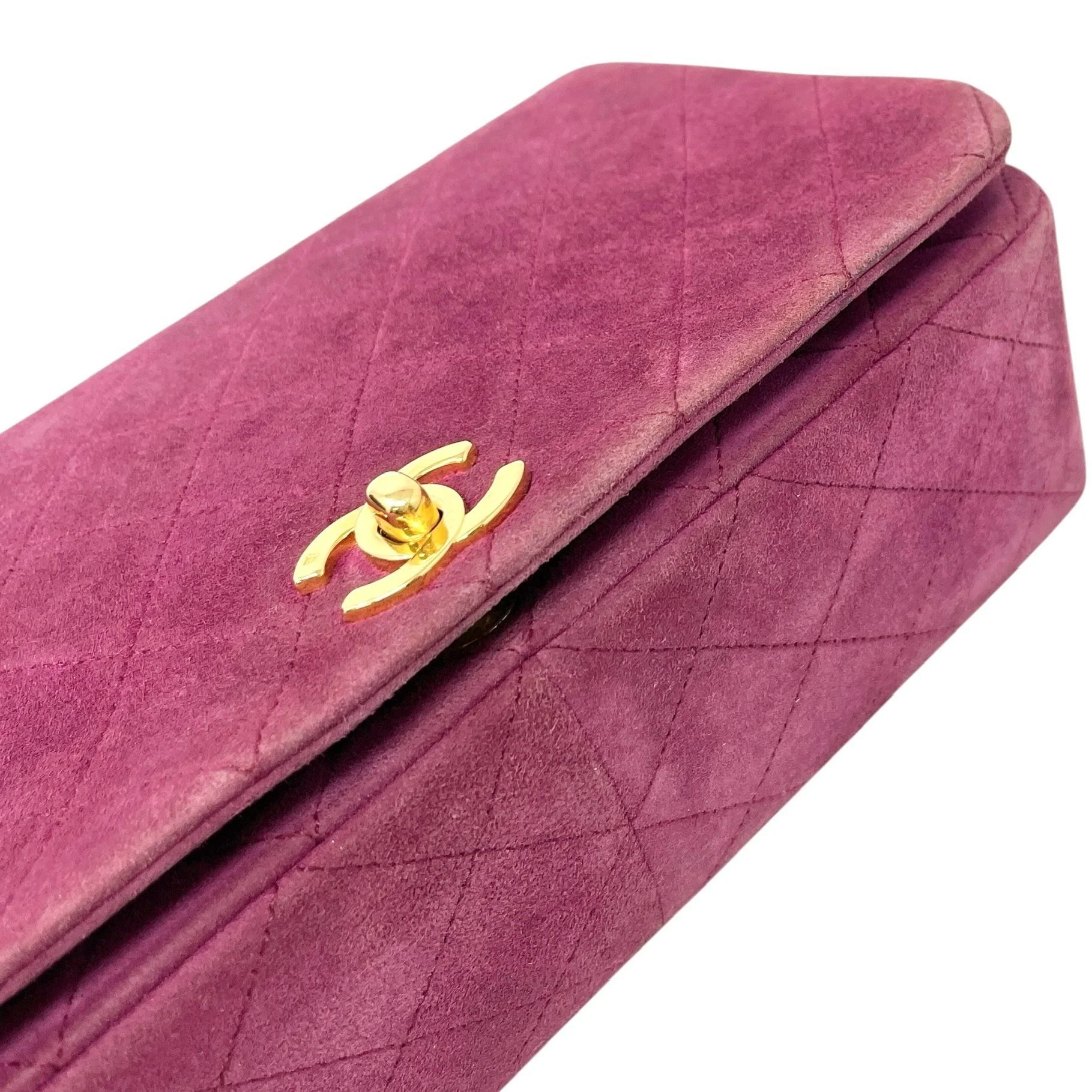 Chanel Pink Suede Quilted Flap Bag - Image 6