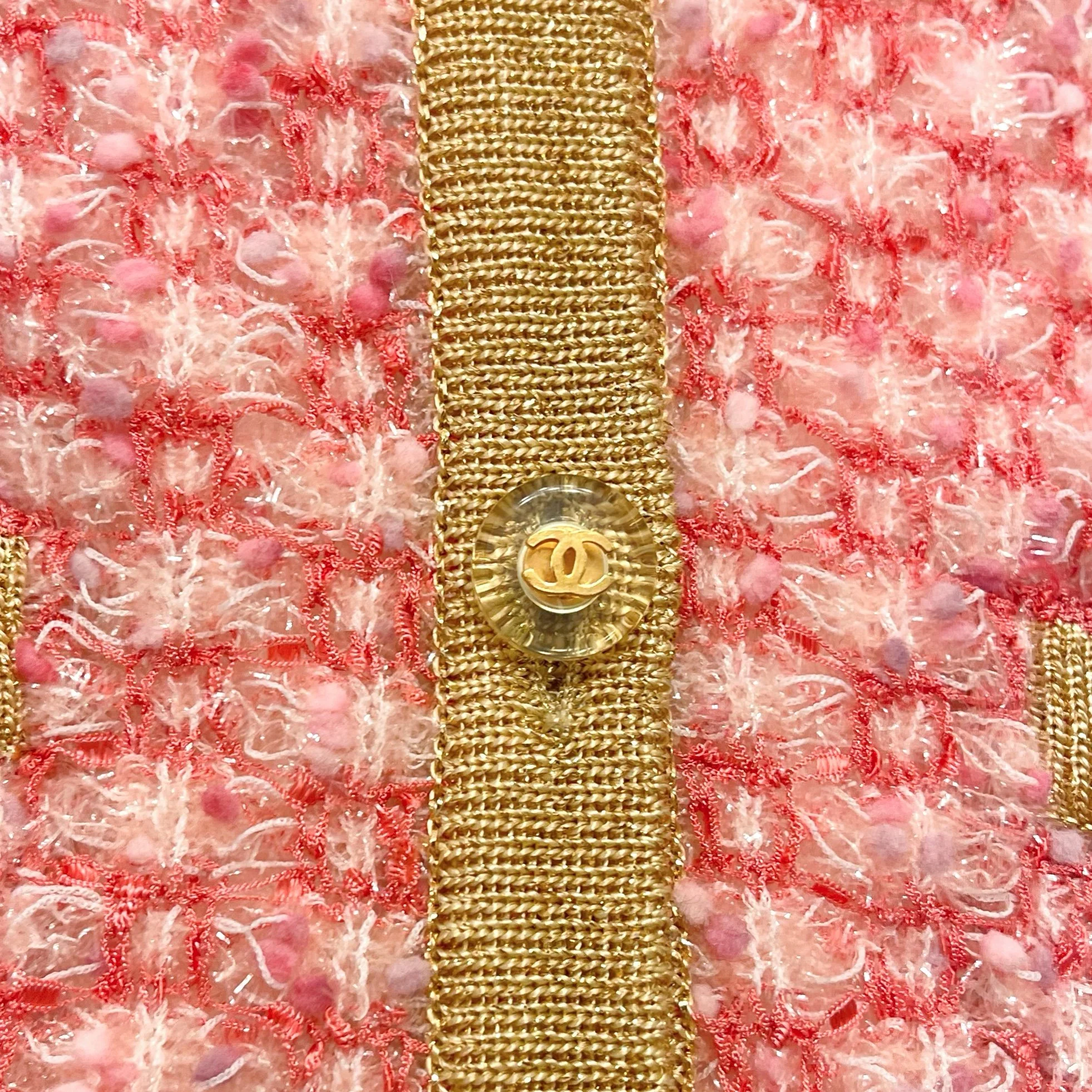 Chanel Pink Textured Logo Cardigan - Image 4