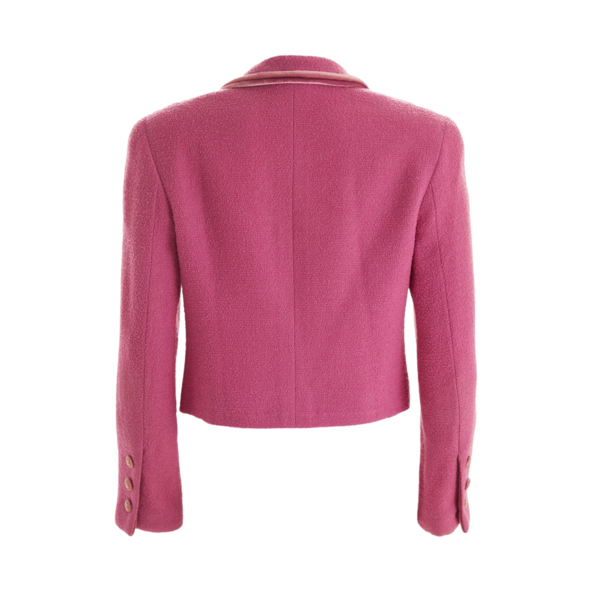 Chanel Fuchsia Tweed Cropped Jacket - Image 2