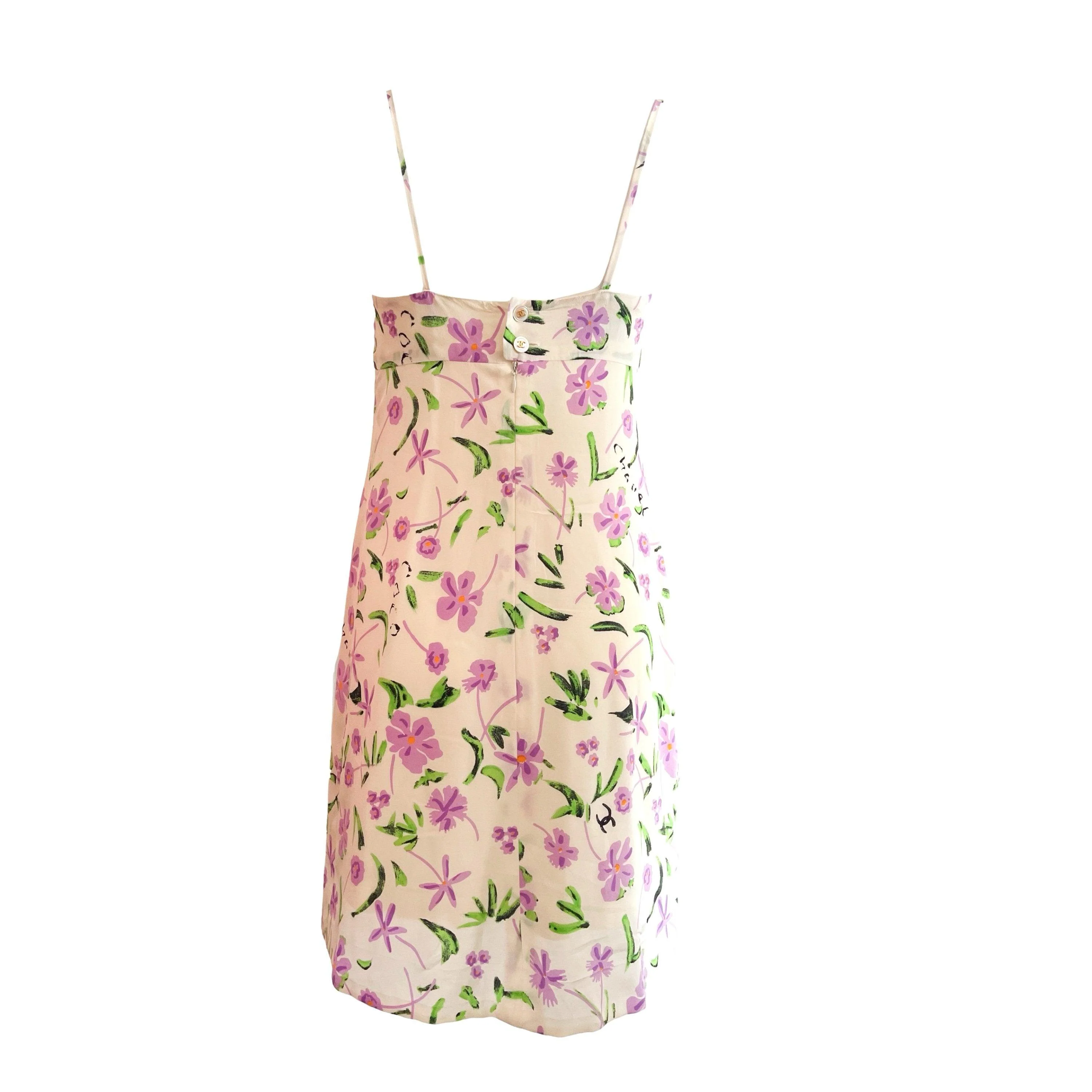 Chanel Purple Floral Logo Dress - Image 2