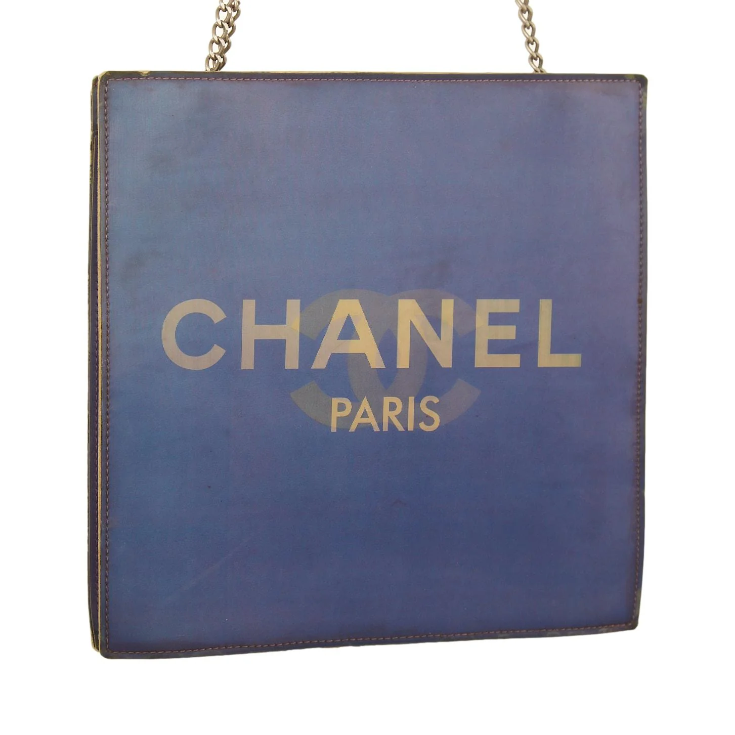 Chanel Purple Holographic Logo Chain Shoulder Bag - Image 3