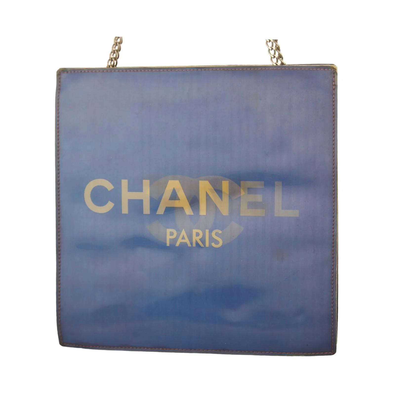 Chanel Purple Holographic Logo Chain Shoulder Bag - Image 4