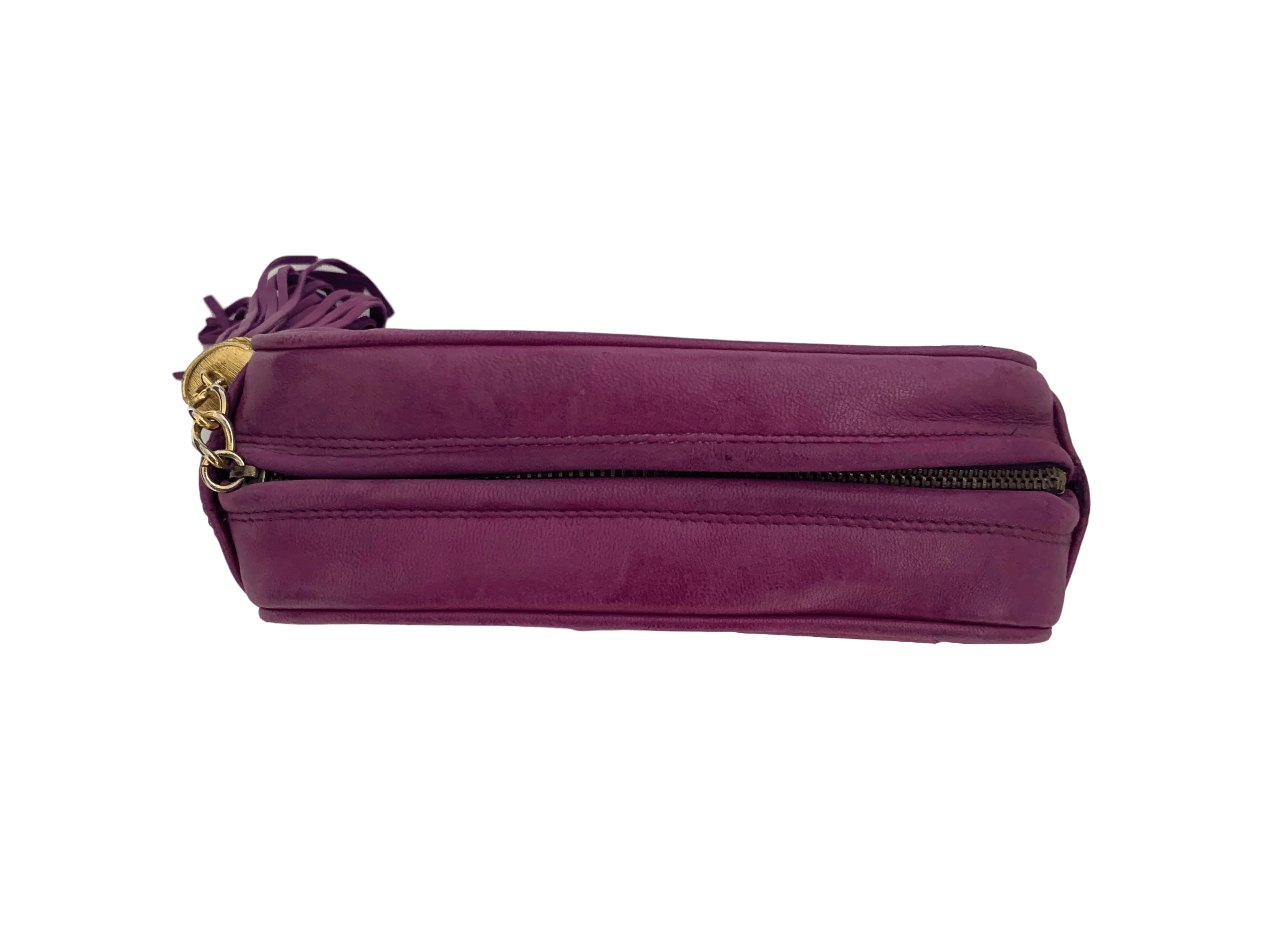 Chanel Purple Lambskin Tassel Clutch - Image 2