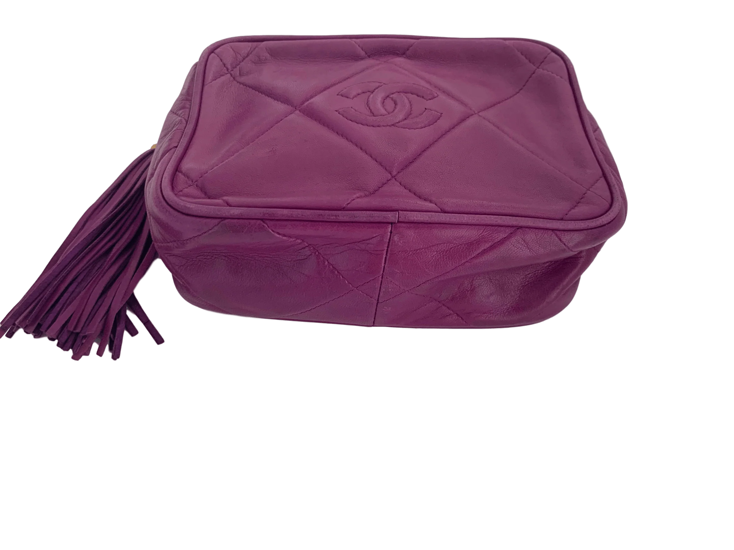 Chanel Purple Lambskin Tassel Clutch - Image 3