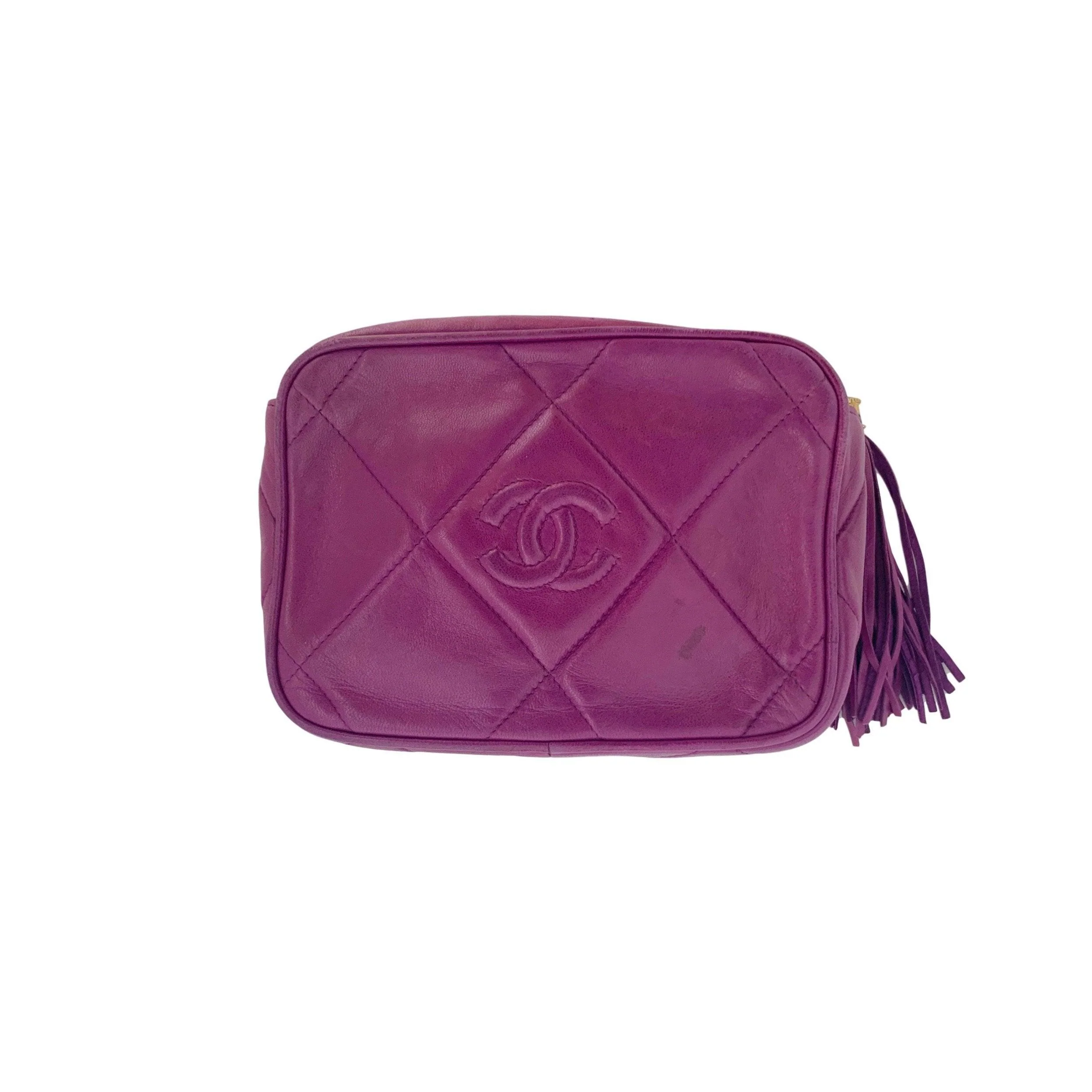 Chanel Purple Lambskin Tassel Clutch - Image 6