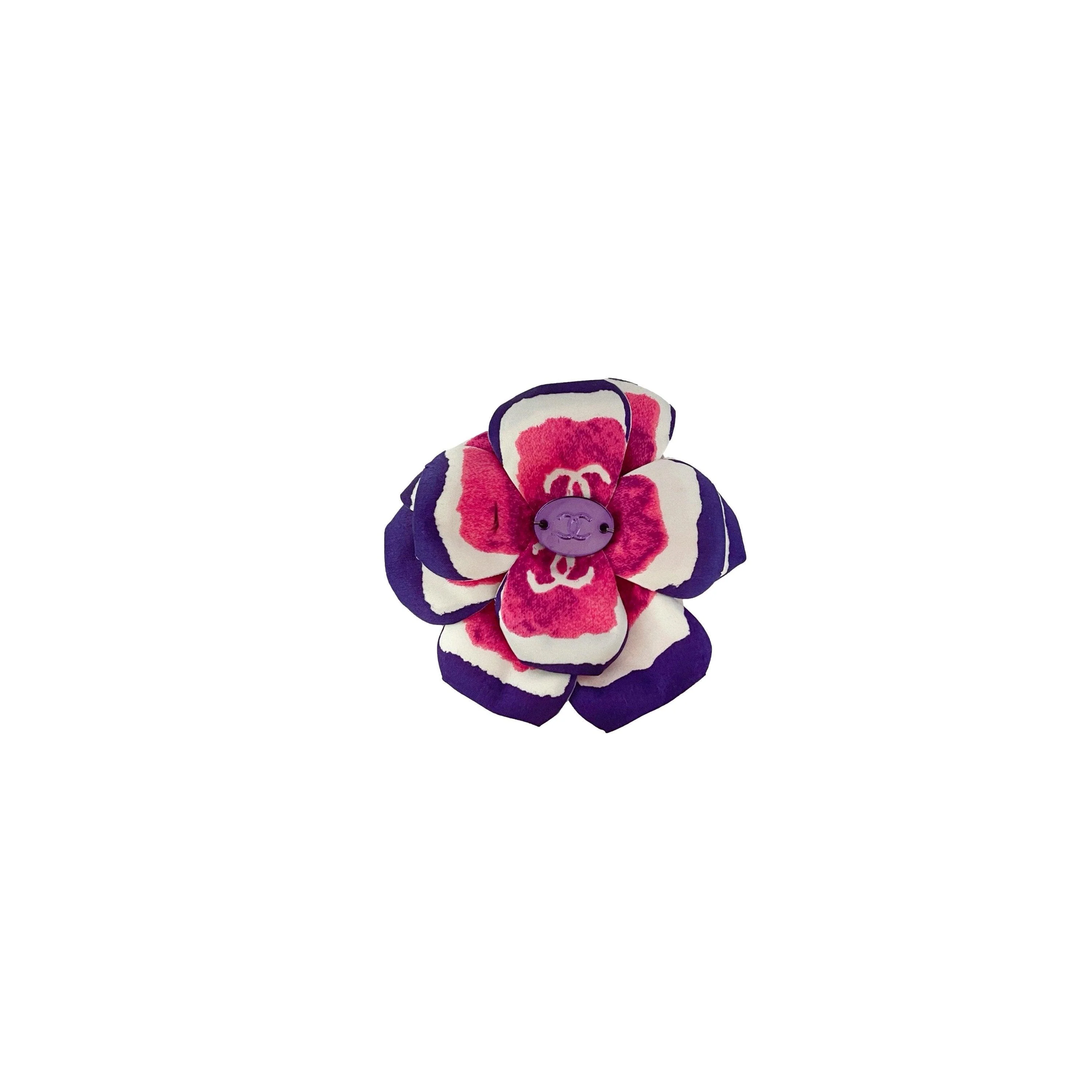 Chanel Purple Logo Flower Pin