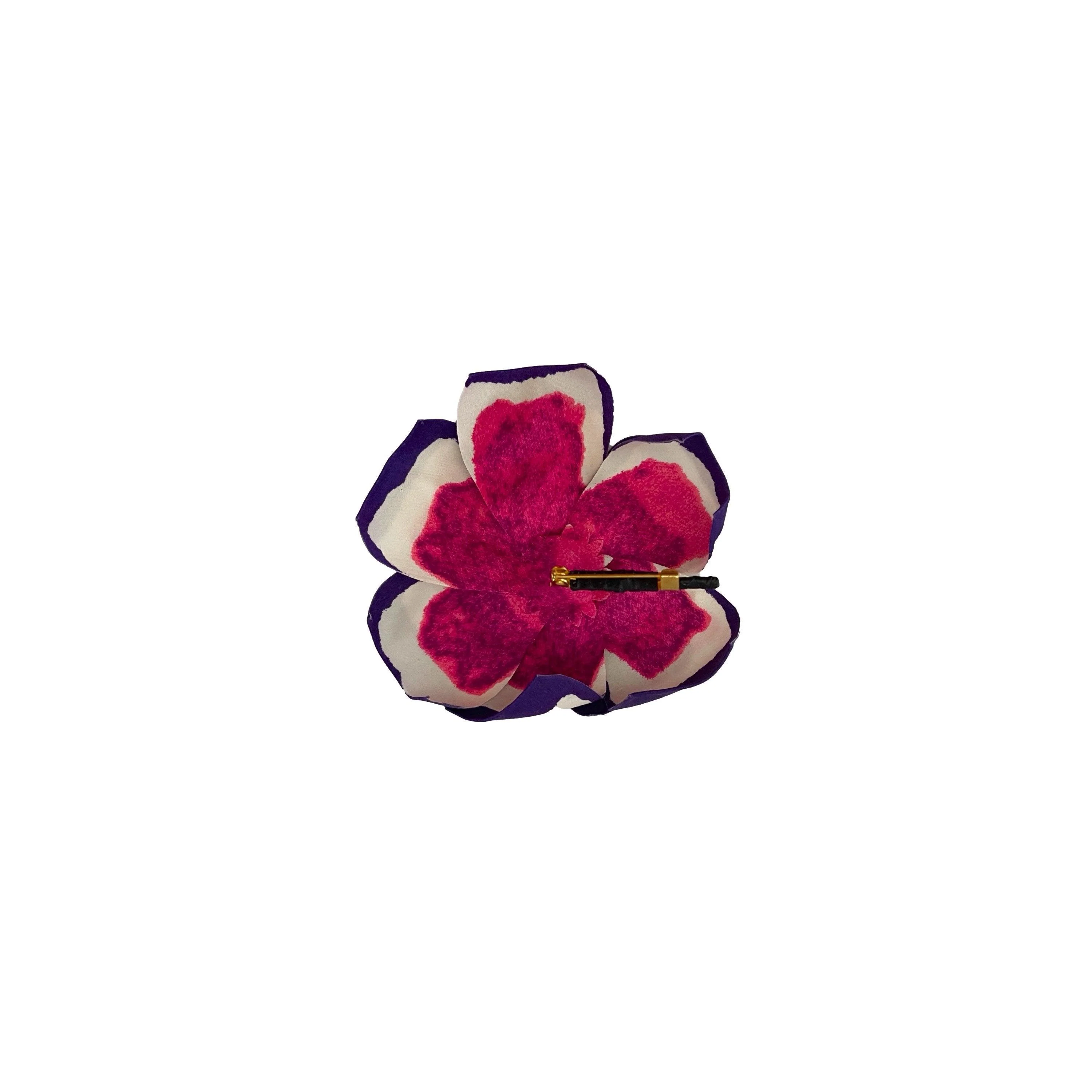 Chanel Purple Logo Flower Pin - Image 2