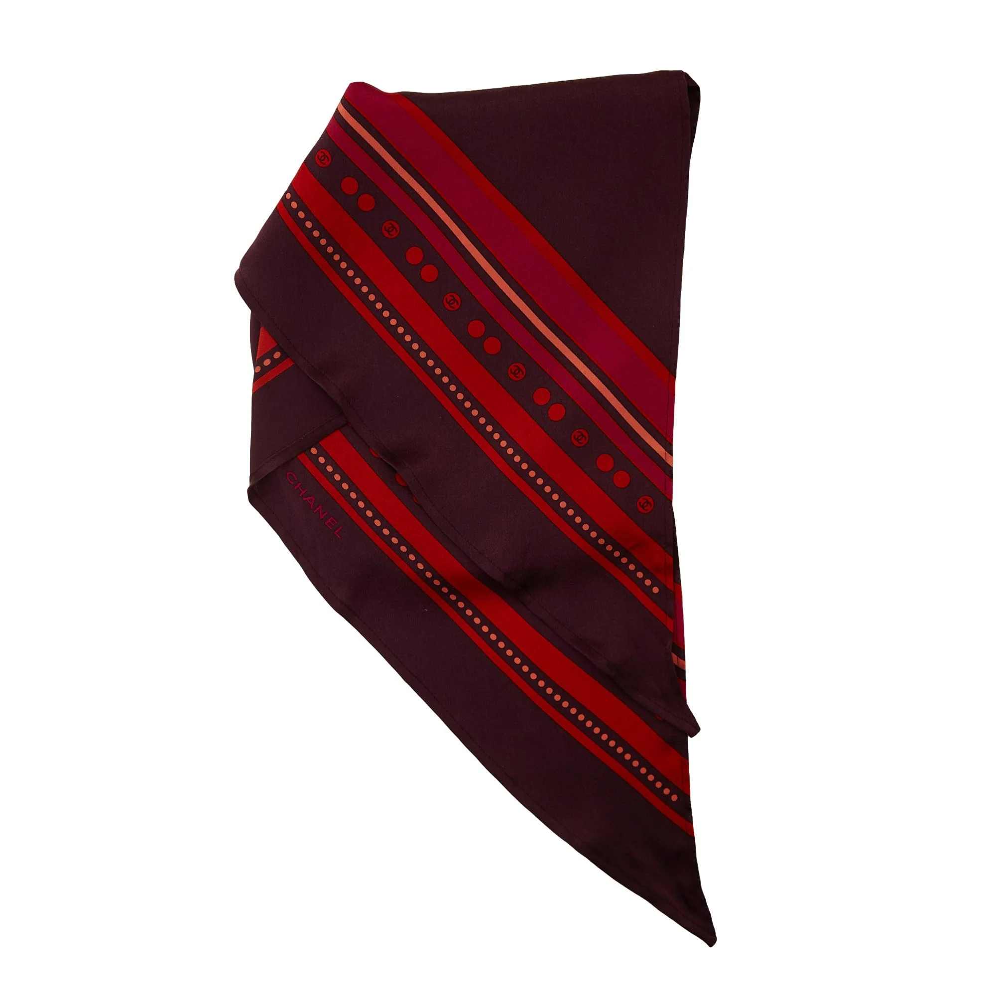Chanel Purple Logo Print Scarf