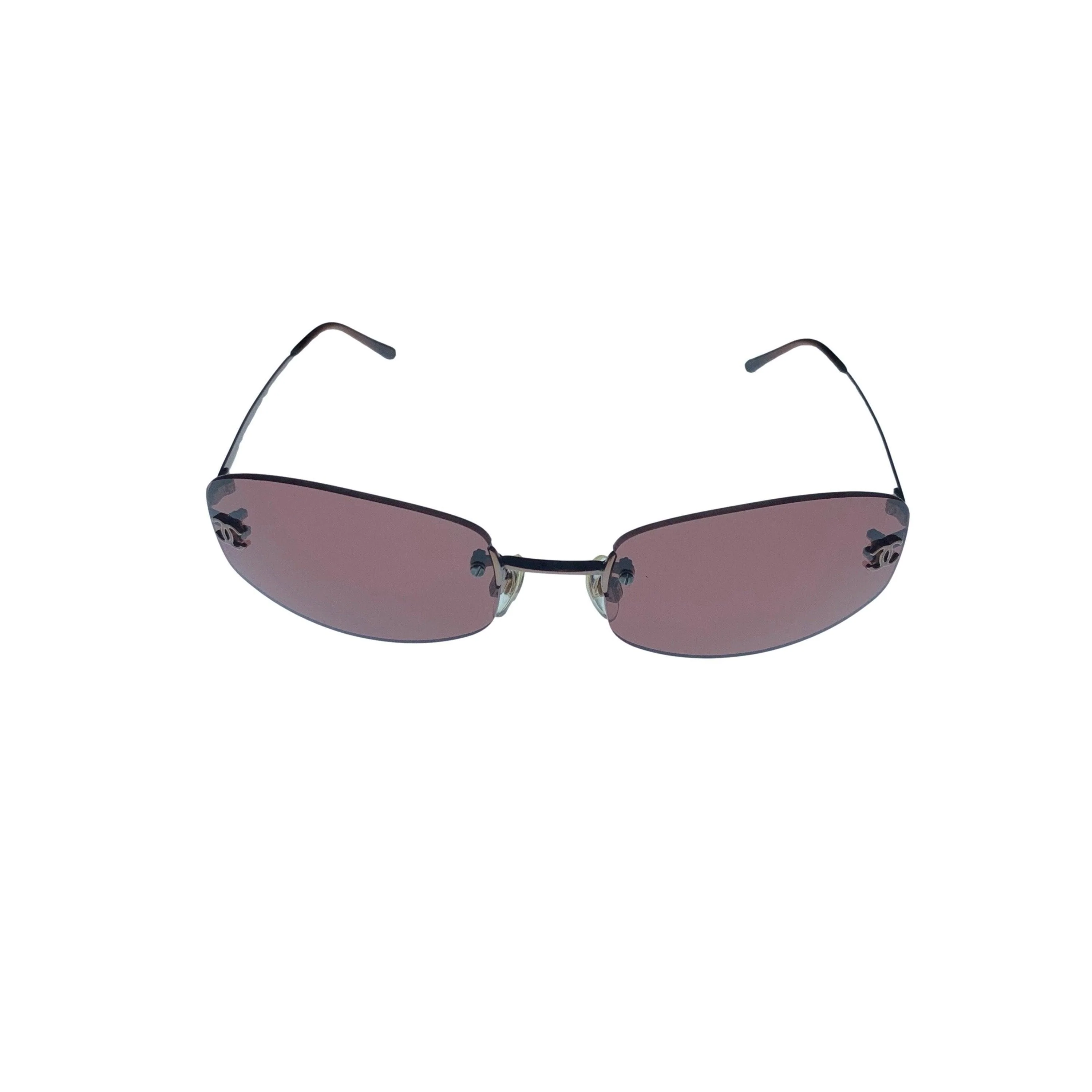 Chanel Purple Logo Rimless Mini Shades