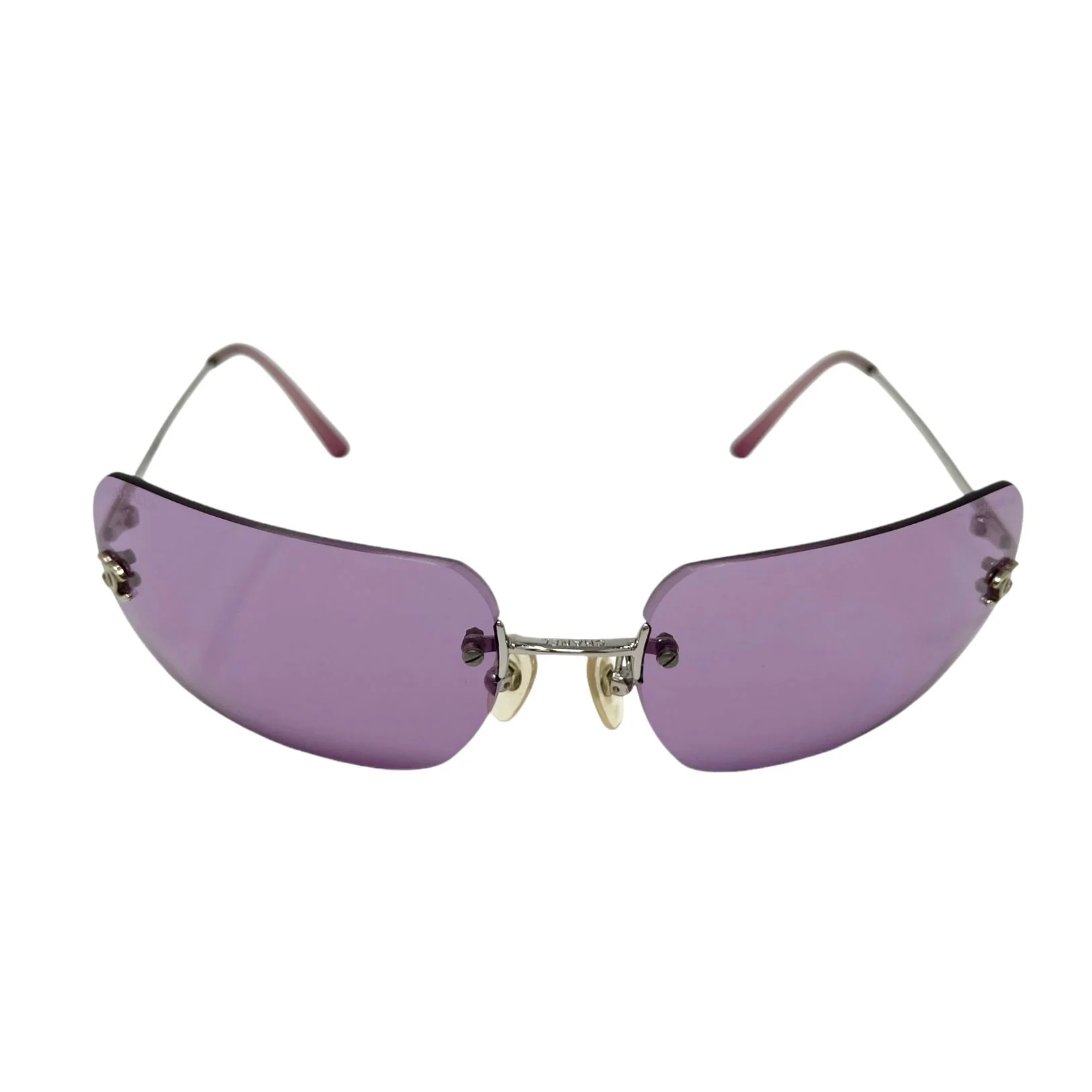 Chanel Purple Logo Rimless Sunglasses - Image 2