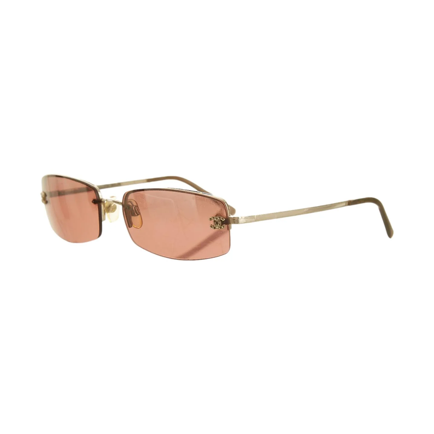 Chanel Purple Micro Rimless Rhinestone Logo Sunglasses