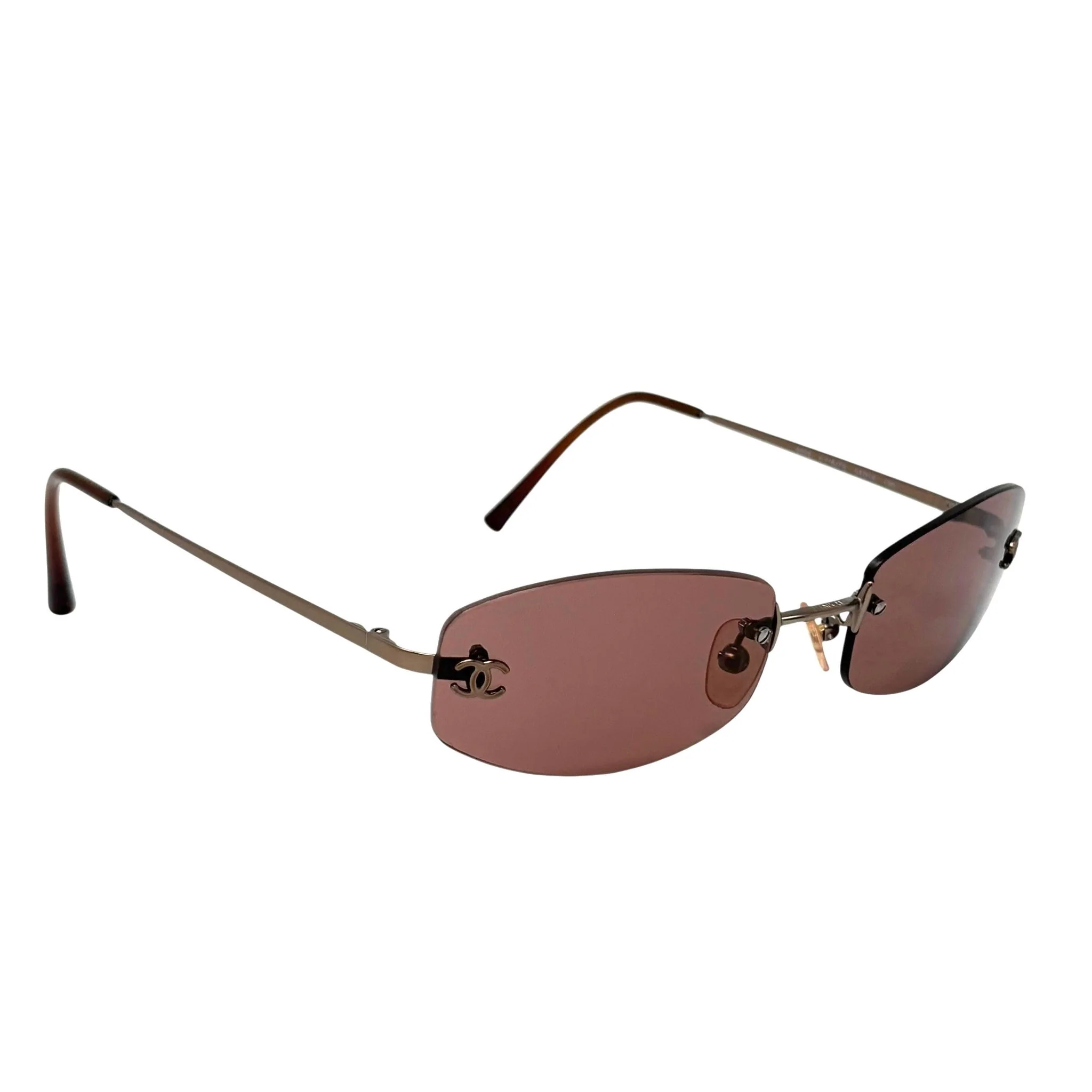 Chanel Purple Mini Rimless Sunglasses - Image 2
