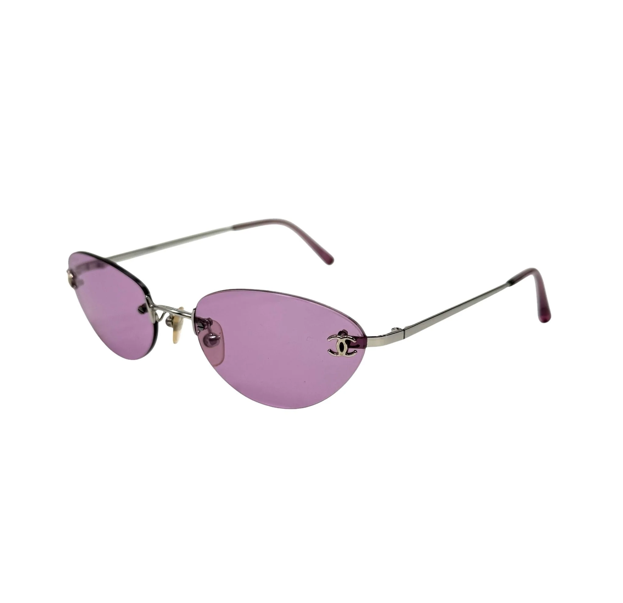 Chanel Purple Mini Rimless Sunglasses - Image 2