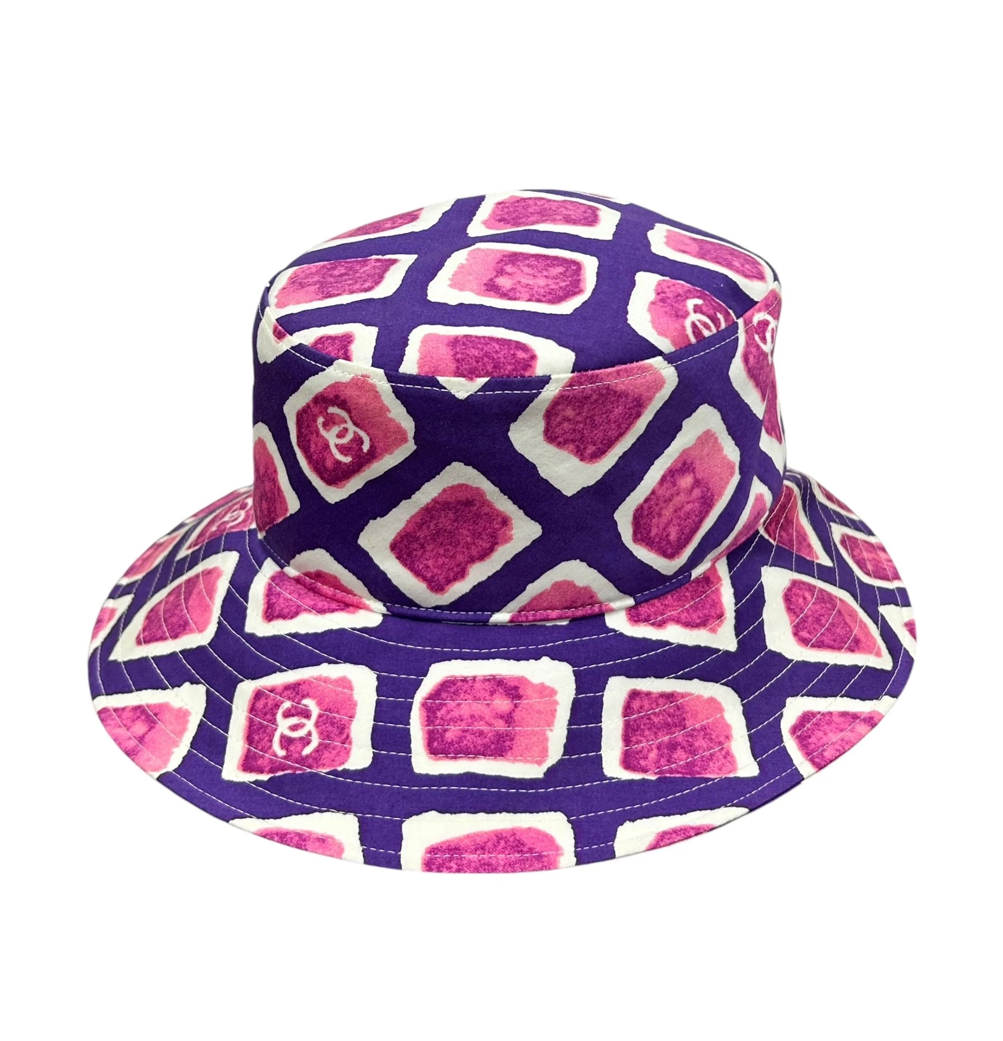 Chanel Purple + Pink Logo Bucket Hat - Image 2
