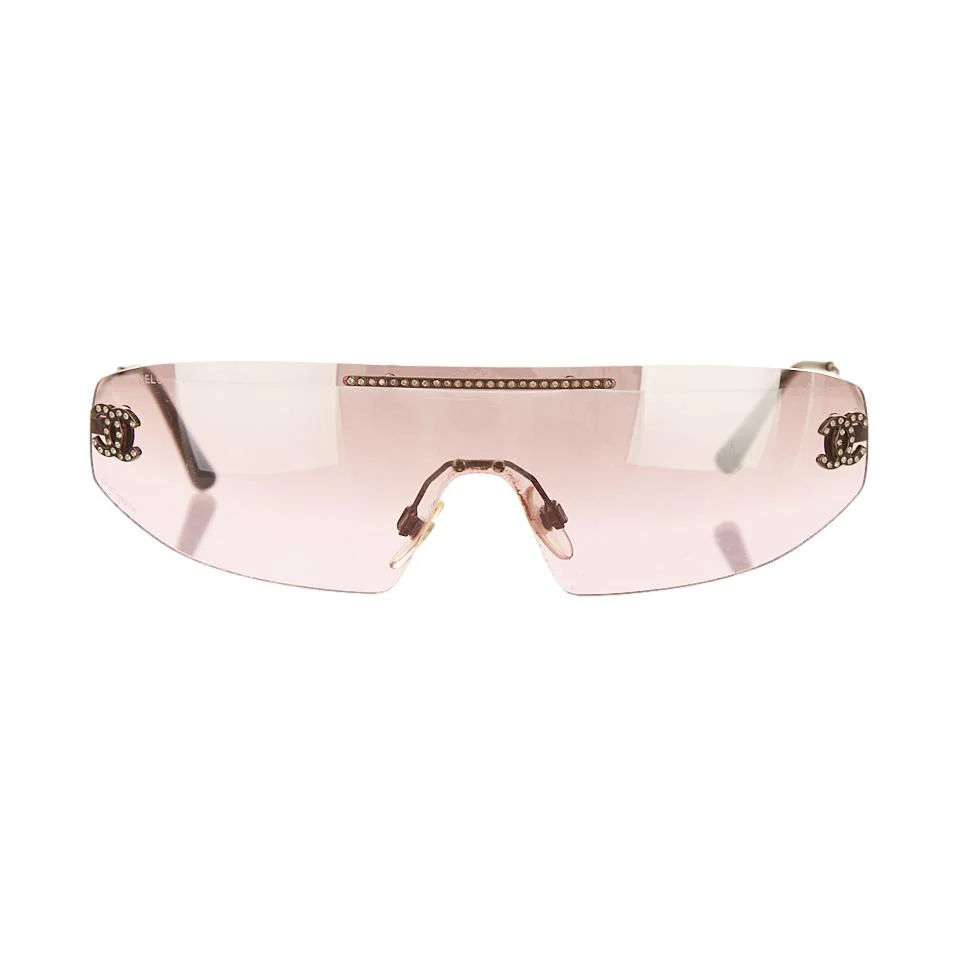 Chanel Purple Rhinestone Logo Sunglasses - Image 2