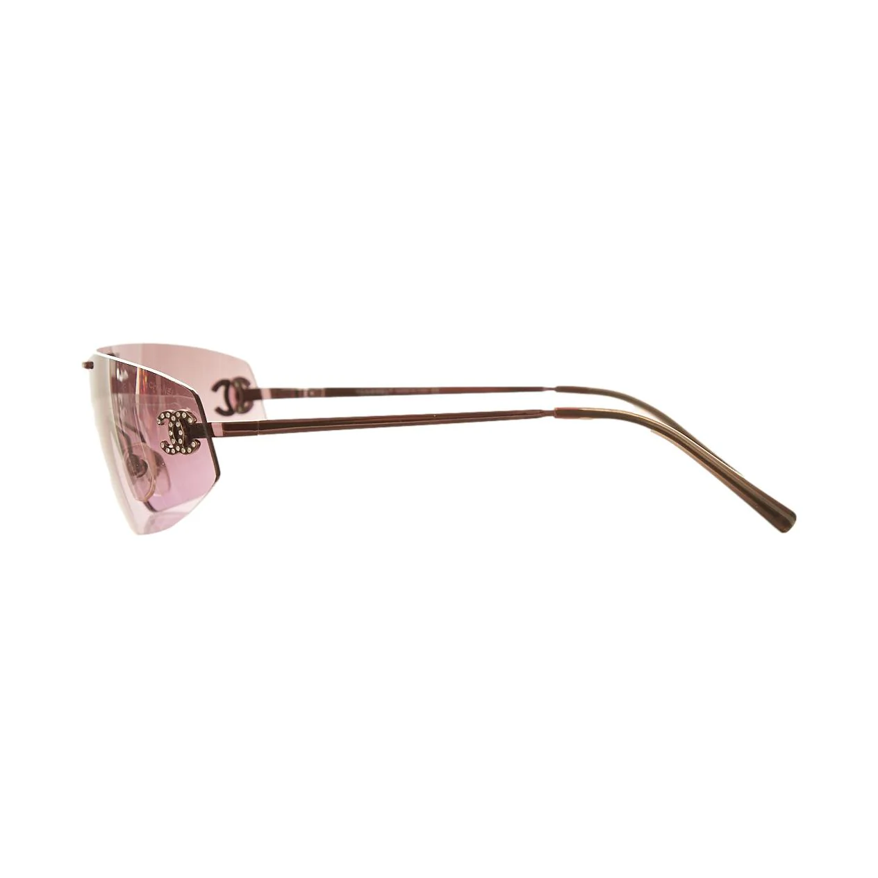 Chanel Purple Rhinestone Logo Sunglasses - Image 3