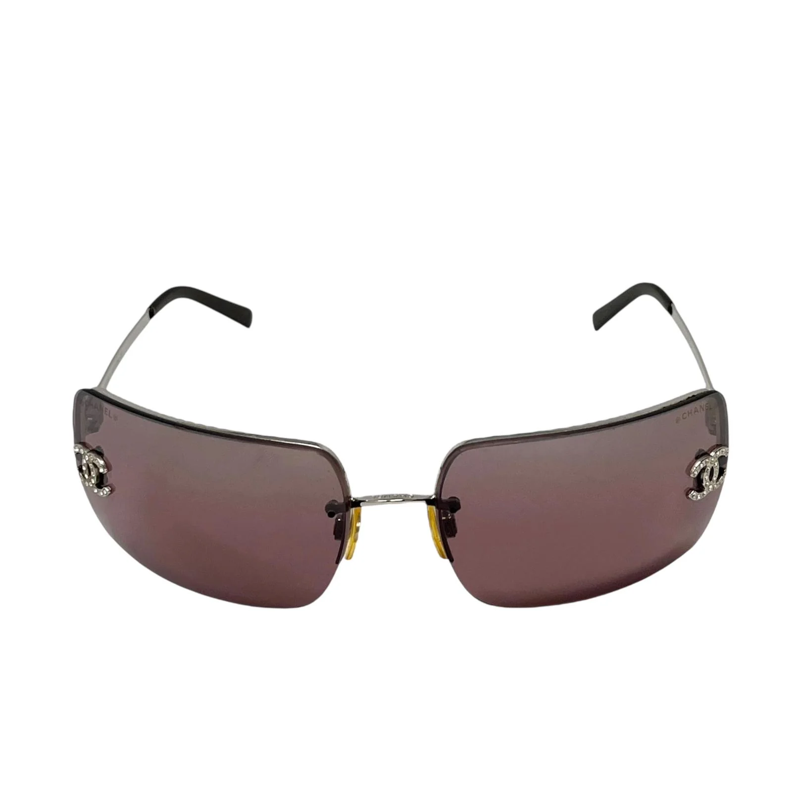 Chanel Purple Rhinestone Rimless Sunglasses - Image 2