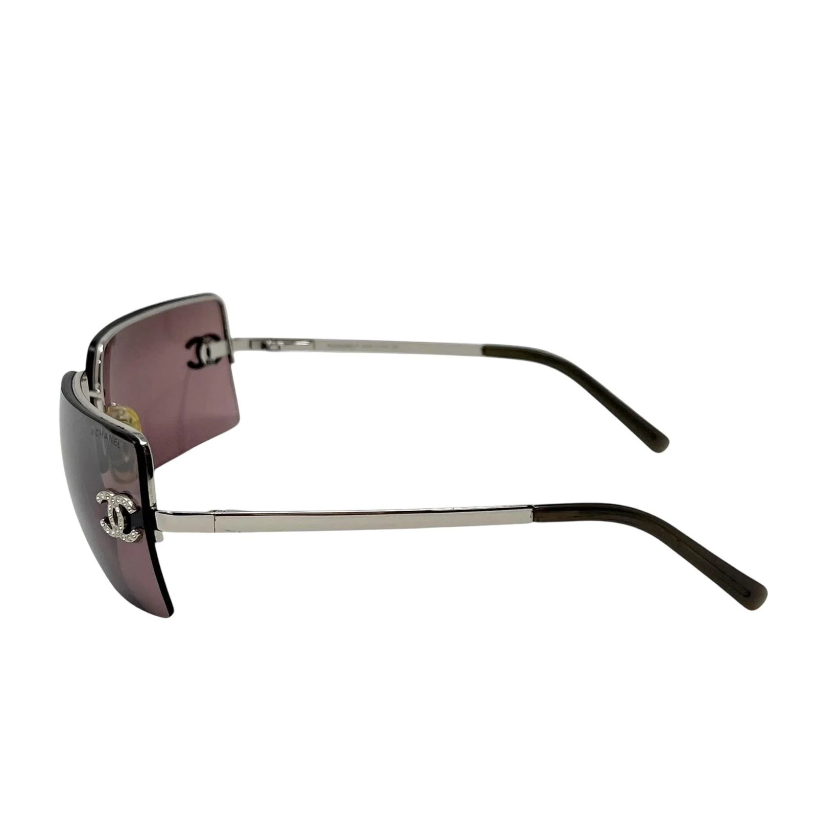 Chanel Purple Rhinestone Rimless Sunglasses - Image 3