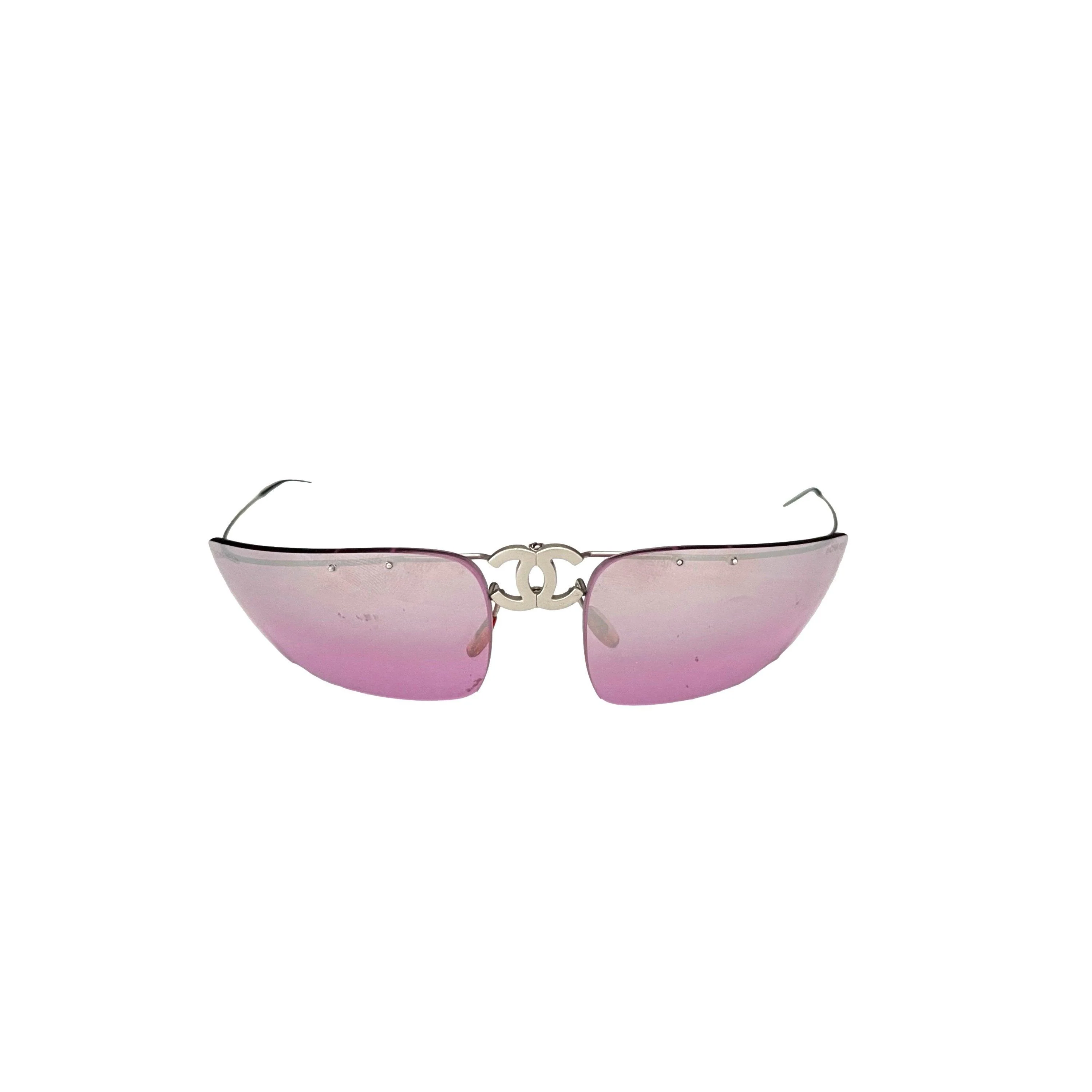 Chanel Purple Rimless Center Logo Sunglasses