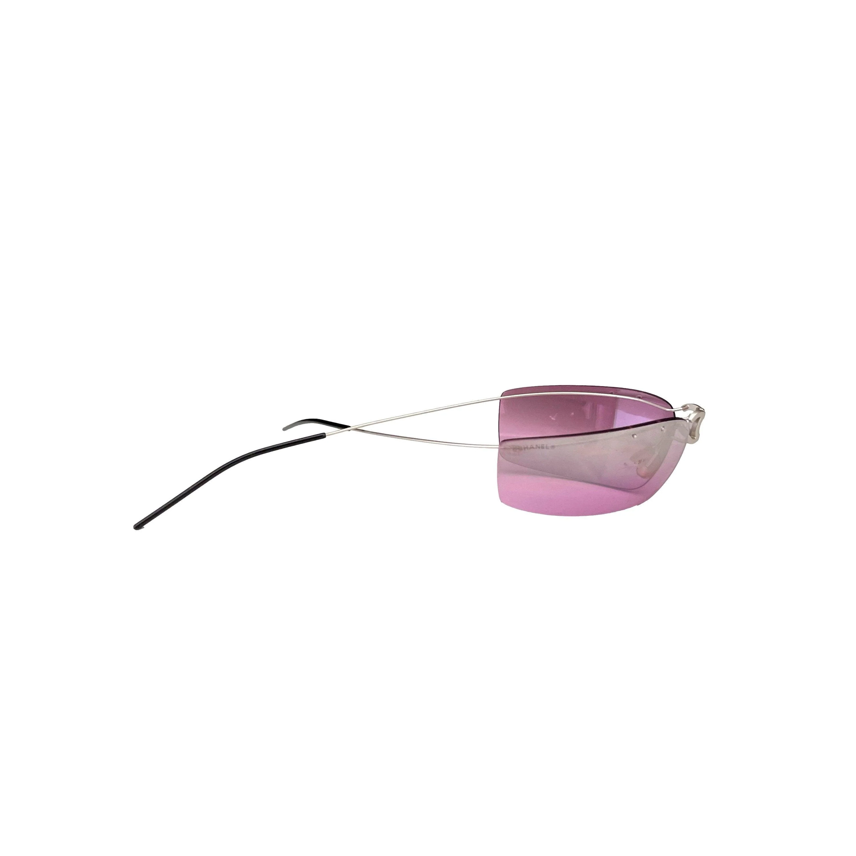 Chanel Purple Rimless Center Logo Sunglasses - Image 4